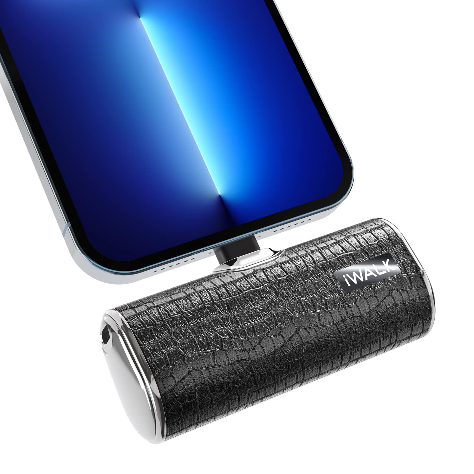 iWALK شارژر قابل حمل 4500mAh بانک تغذیه کوچک، باتری لوکس چرمی قابل استفاده با آیفون 14/13/13 Pro Max/13 Mini/12 Mini/12 Pro Max/11 Pro/SE/X/8/7/6/Plus AirPods مشکی