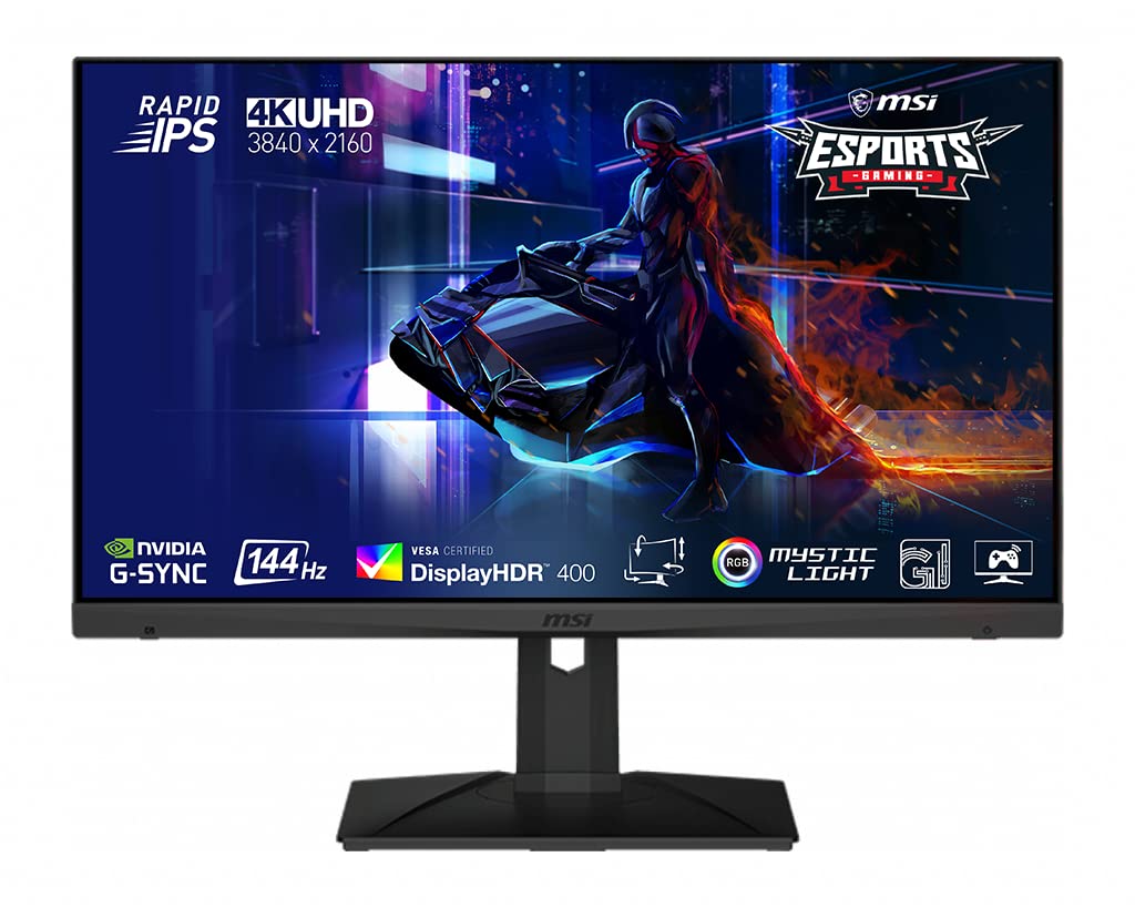 مانیتور بازی MSI Optix MAG281URF 4K IPS - 27.9 اینچ، 16:9 UHD (3840 x 2160)، Rapid-IPS، 1 میلی‌ثانیه، 144Hz، HDR، سازگار با G-Sync، DisplayPort، HDMI، Anti-Flicker، کاهش نور آبی، دید در شب، رنگ مشکی 27.9 اینچ IPS 4K UHD / 144 هرتز