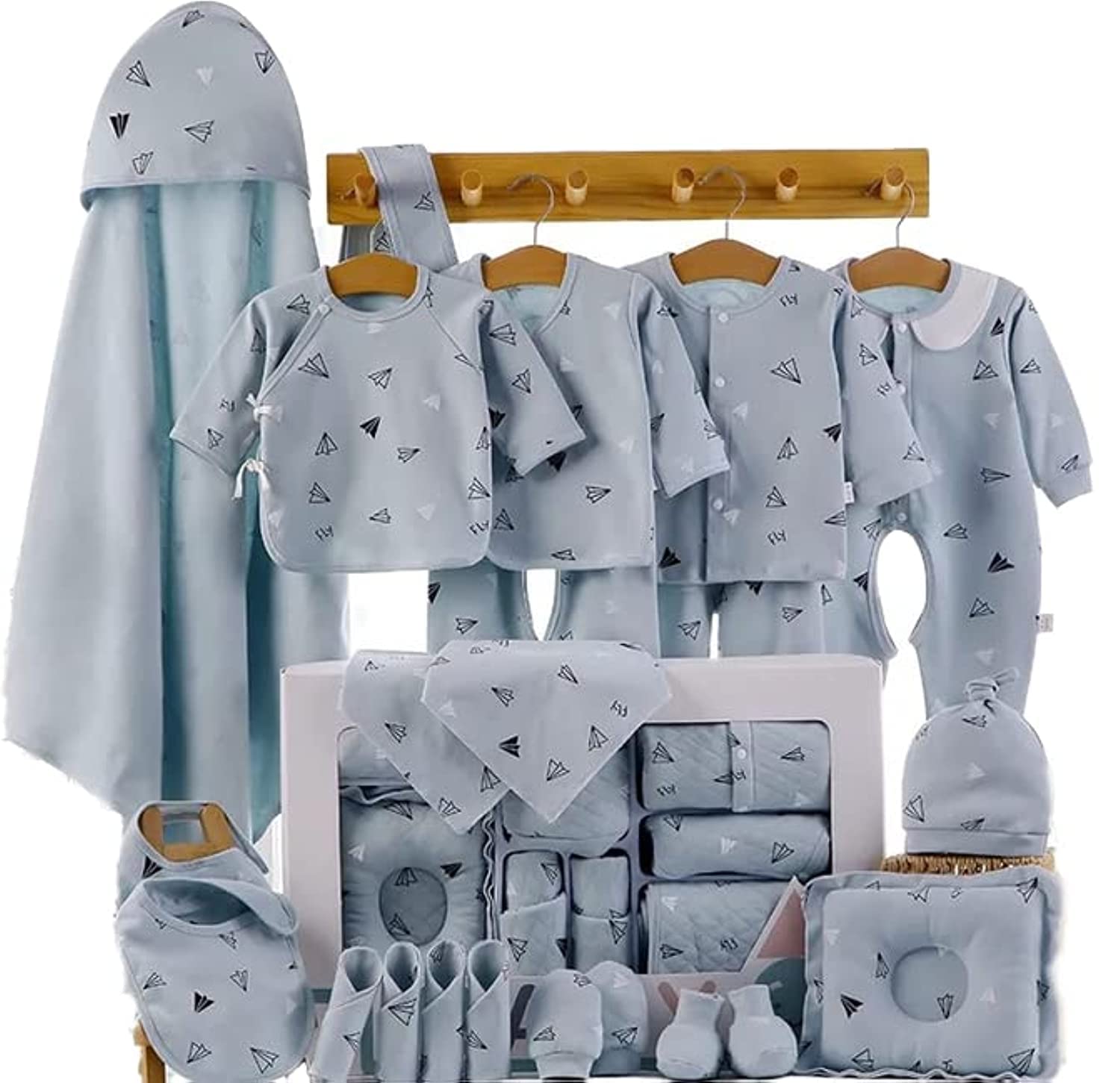 مجموعه هدیه لایه پاک نوزاد NC Baby Newborn Essentials با جعبه 22 تکه لباس کودک دخترانه و پسرانه از پنبه باکیفیت بالا مناسب نوزادان خردسال مجموعه لباس کودک شامل سوئیت نوزاد، بند پرحال و غیره است.