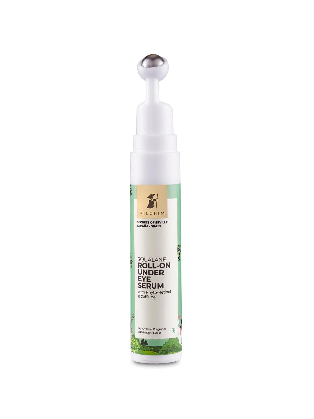 Pilgrim Squalane (Plant) Roll-On Under Eye Cream For Dark Circles For Women & Men With Phyto-Retinol & Caffeine | Under Eye Cream For Wrinkles & Puffy Eyes | Dark Circle Remover For Men & Women| 15Ml