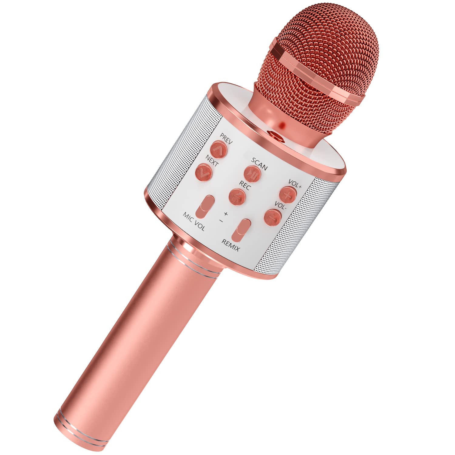 میکروفون کودکان GIFTMIC برای خواندن، میکروفون کارائوکه بلوتوث بی‌سیم برای بزرگسالان، دستگاه کارائوکه قابل‌حمل دستی، اسباب‌بازی برای پسران و دختران، هدیه برای مهمانی تولد (رزگلد)