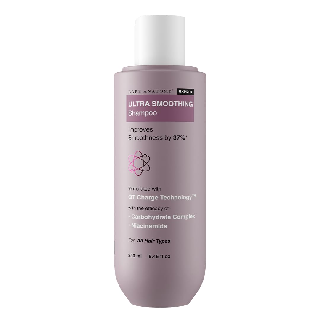 شامپو برای موهای خشک و مجعد Bare Anatomy Ultra Smoothing ، بازسازی تغییرات و بافت بدنه توسط 37٪ ، قدرت گرفته شده از مجموعه کربوهیدرات و نیاسینامید ، خالی از اس ال اس و پارابن ، وگان 250 میلی لیتر اولترا اسموتینگ 250 میلی لیتر