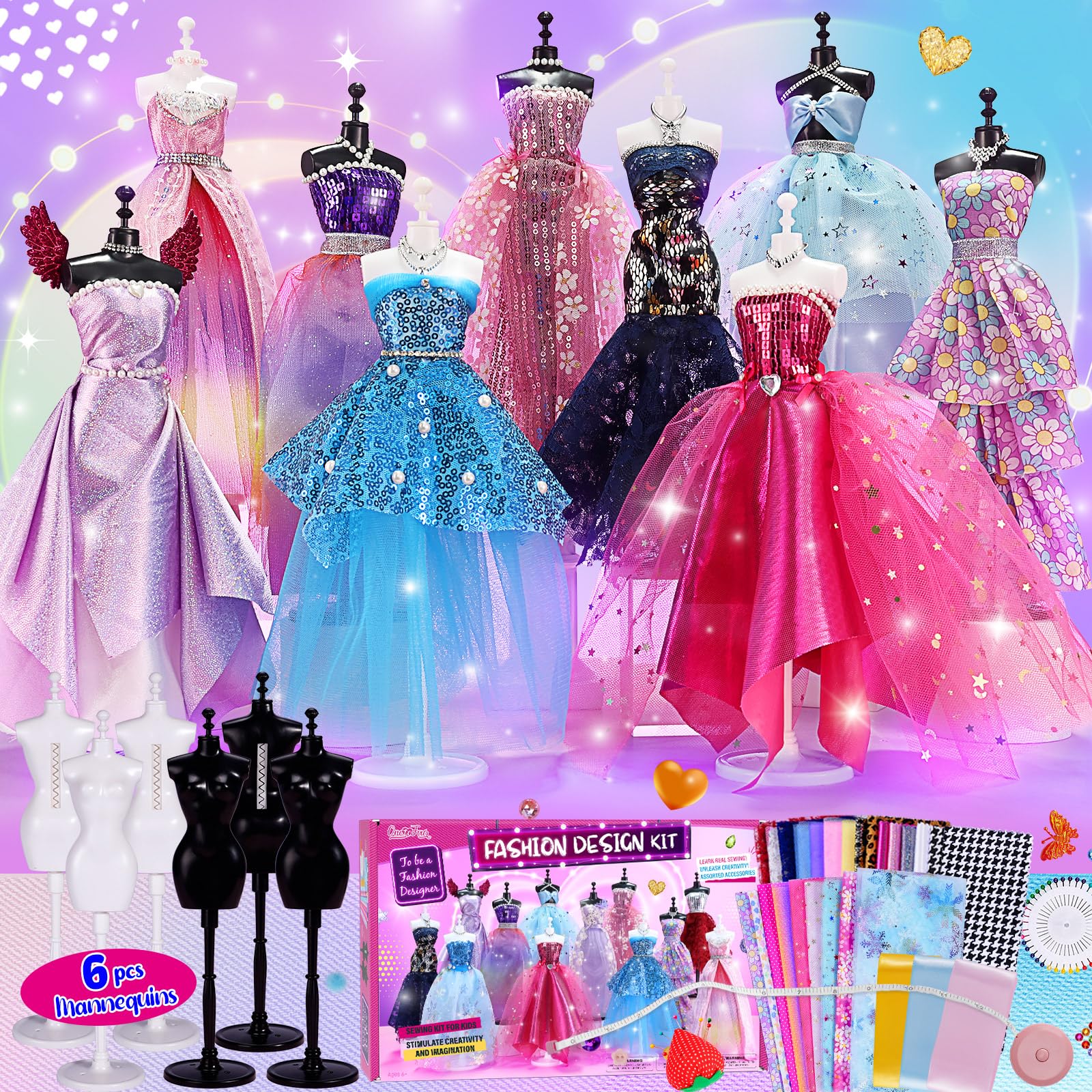 800+ قطعه - Fashion Designer Kit برای دختران با 6 مدل مانکن - جعبه کاربردی و هنر دستی خلاقانه برای اسباب بازی های آموزشی - سرگرمی برای کودکان در رده سنی 8-12 سال - هدیه تولد برای نوجوانان و دختران در رده سنی 6 تا 12 سال