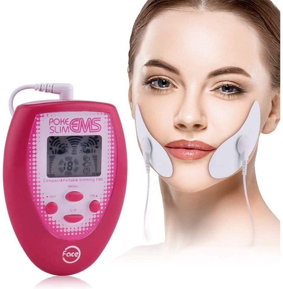 دستگاه ماساژر زیبایی برقی ریز کرپز PENGSHAO Mini TENS EMS، تحریک عضلانی، 2 عدد چسب صورت الکترود و 2 عدد چسب گونه