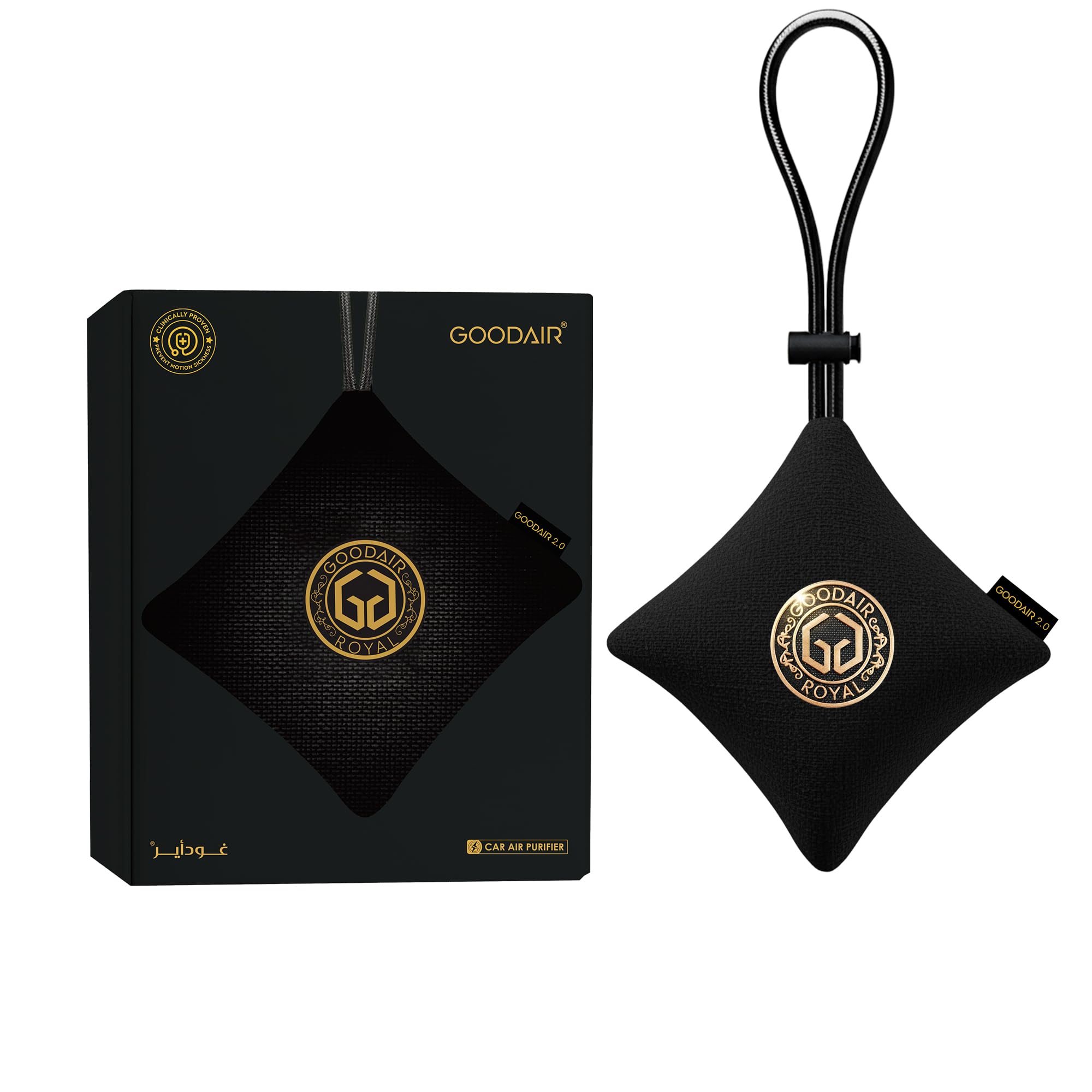 پاک‌کننده هوای خودروی غیر الکتریک GOODAIR 2.0 Premium | سوپر سیاه | تست شده و تایید شده برای جذب گازهای سمی | کربن فعال پیشرفته تغلیظ شده | تصفیه هوا ۲۴/۷
