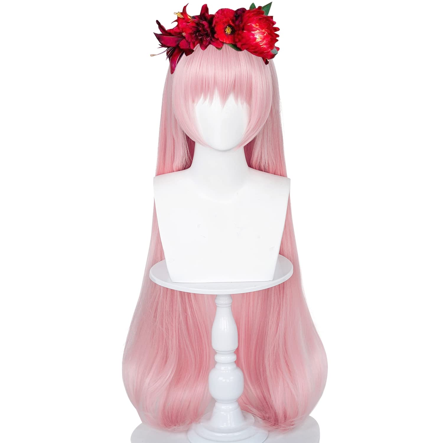 پرواز., مو Wiggy Mermaid Straight Pink با پشتیبانی Anime Cosplay طبیعی Sweet Halloween Party برای بچه ها و بزرگسالان Pink Belle