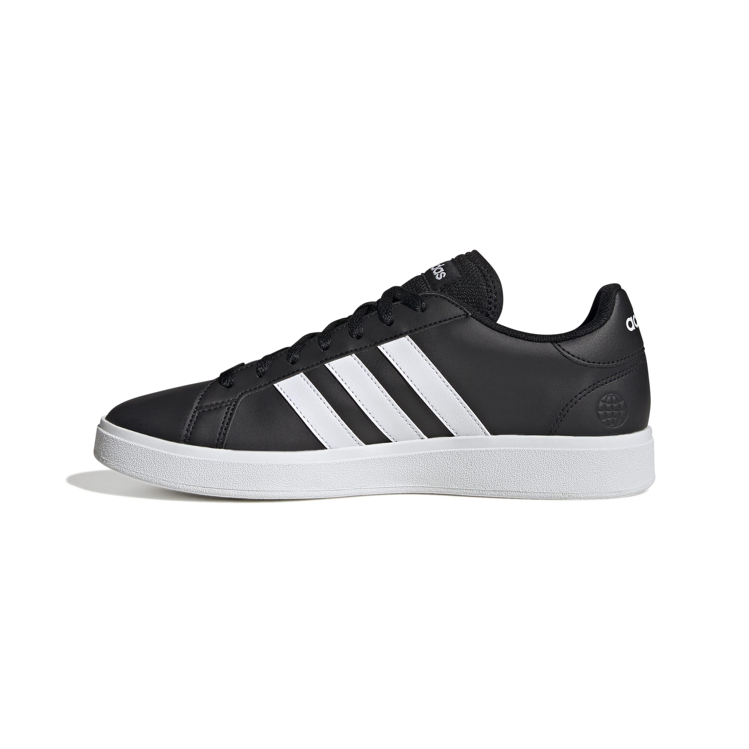 کفش‌های adidas Grand Court Base برای زنان، رنگ Core Black/Ftwr White/Core Black، سایز 46 یورو مناسب است.