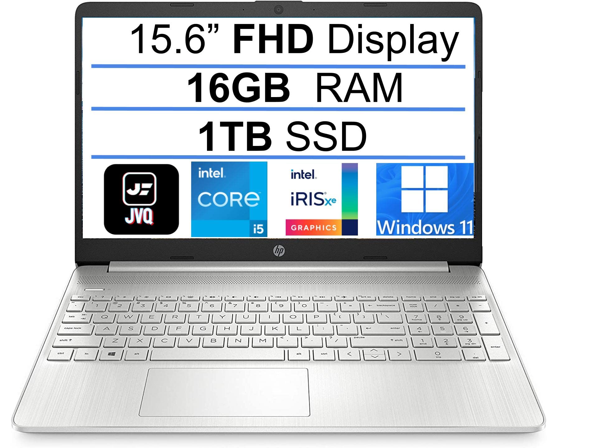 لپ تاپ نمایشگر IPS 15.6 اینچ Full HD 1080P جدید HP، پردازنده چهار هسته ای Intel Quad-Core i5-1135G7 نسل 11 (تا 4.2 گیگاهرتز)، حافظه داخلی 1 ترابایت PCIe SSD، 16 گیگابایت رم، وب‌کم، Wi-Fi، بلوتوث، HDMI، ویندوز 11، نقره‌ای (ارتقا یافته) 16 گیگابایت رم و یک ترابایت حافظه داخلی SSD.