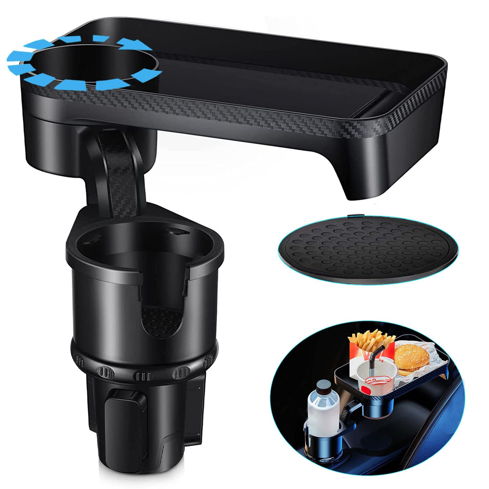 جعبه نگهدارنده فنجان خودروی KASTWAVE با صفحه قابل جداشدن، صفحه میز چرخان 360 درجه چندمنظوره و پایه قابل تنظیم سازگار با بطری‌های 16-40 اونس - مناسب بیشتر ماشین‌ها و کامیون‌هاست.