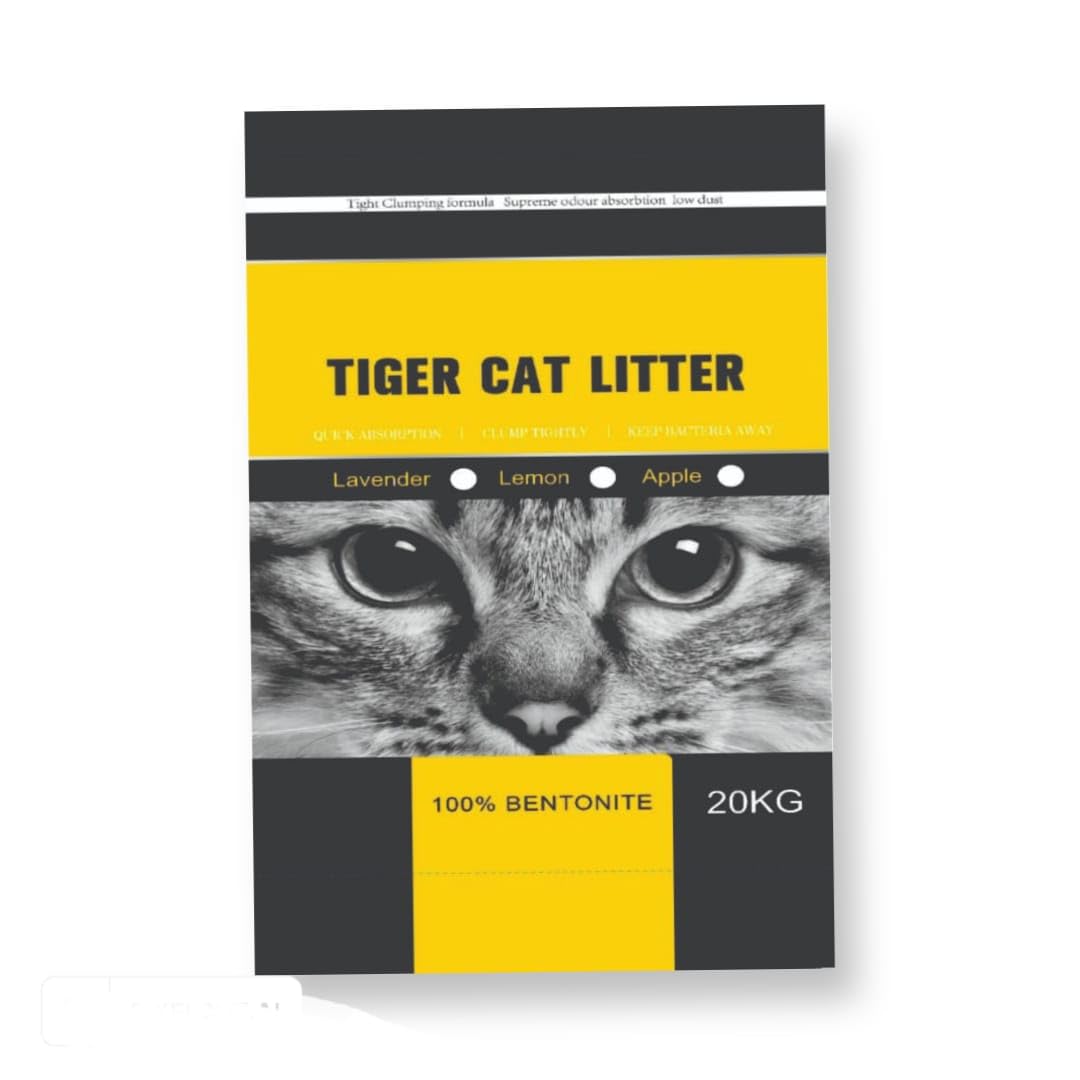 Tiger Cat Litter ® (20kg) Premium Ultra Clumping O cat Litter -> پت‌هاي گربه بنفشه، پت‌هاي گربه و محصولات خانگی