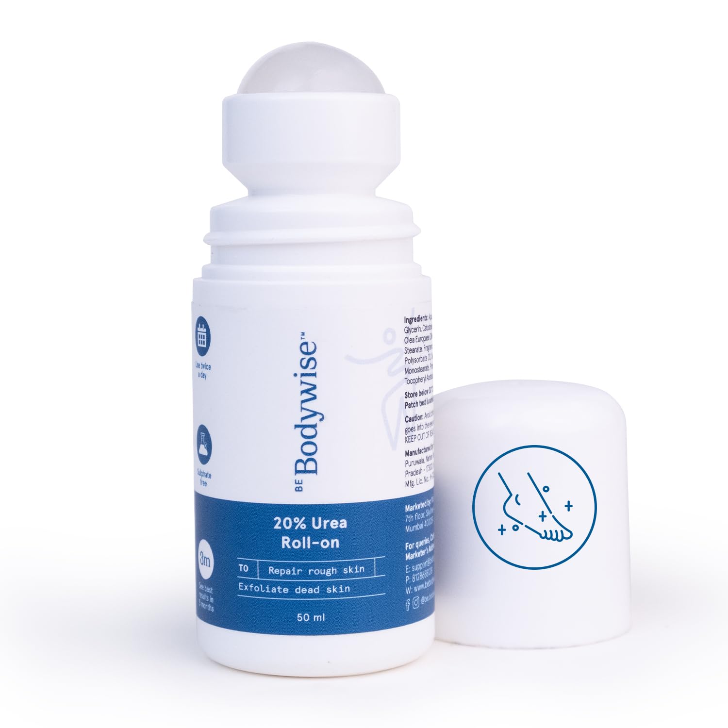کرم پا Be Bodywise با 20% اوره | ترمیم پاهای خشک و ترک خورده | 2% اسید لاکتیک، روغن زیتون و ویتامین E | لایه برداری و نرم کننده پوست | مرطوب کننده و نرم کننده پوست | بدون تحریک | مناسب برای انواع پوست | 50 میلی لیتر