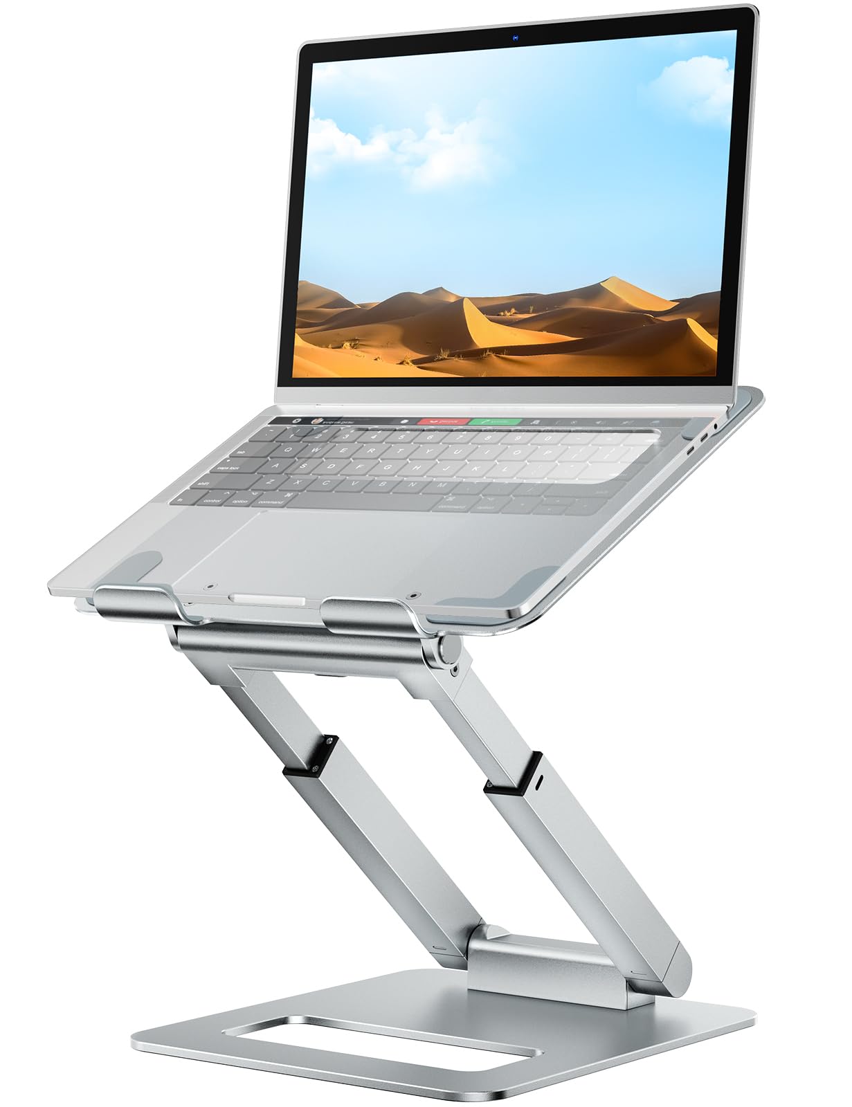 استند لپتاپ تونی برای دسک با ارتفاع قابل تنظیم، استند کامپیوتر تلسکوپیک با طراحی قابل کشش، ارتقاء دهنده لپتاپ ارگونومیک که برای تمام لپتاپ های 10-17 اینچ مناسب است (نقره ای)