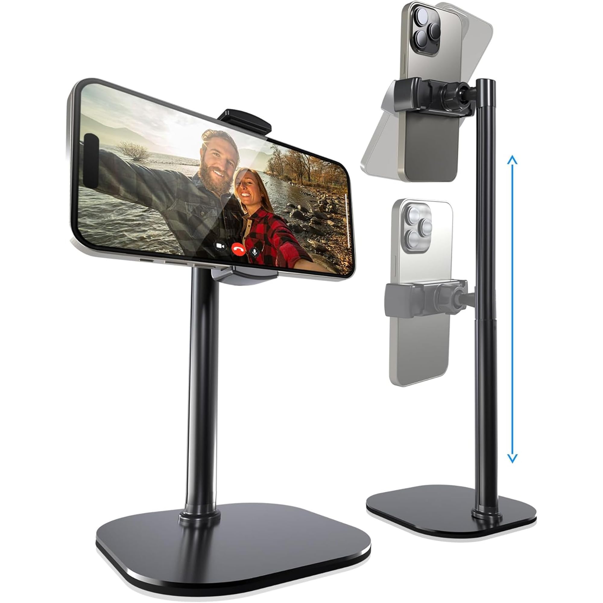 COOPER ChatStand، نگهدارنده تلفن همراه قابل تنظیم برای میز، نگهدارنده تلفن همراه برای میز، ایستاده تلفن همراه، نگهدارنده تلفن همراه برای آیفون اپل، مناسب برای سامسونگ، گوشی هوشمند اندروید - مشکی شب A - مشکی شب