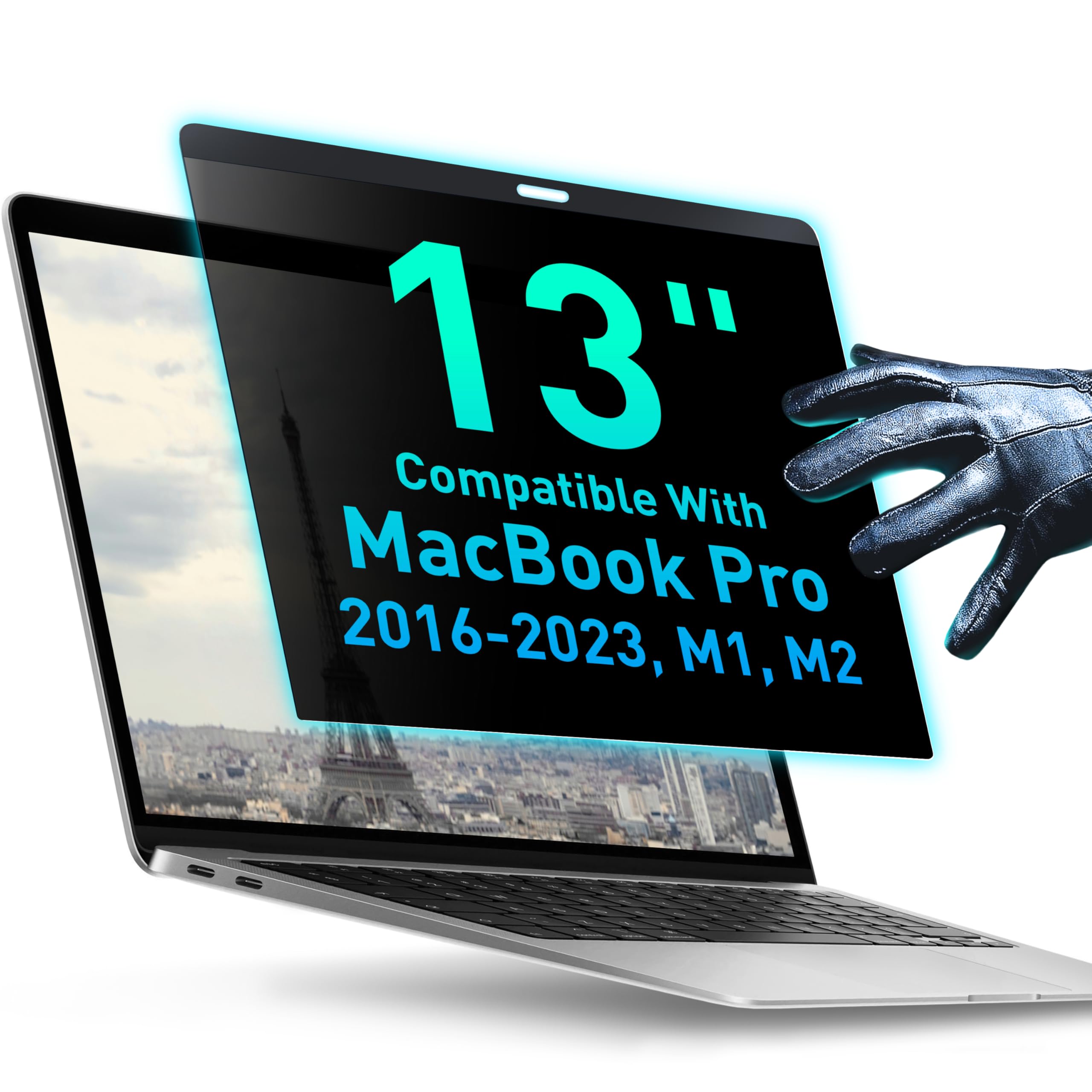صفحه نمایش حریم خصوصی مغناطیسی سازگار با MacBook Pro 13 اینچ 2016، 2017، 2018، 2019، 2020، 2021، 2022، 2023، M1، M2 - فیلتر محافظ صفحه نمایش لپ تاپ ضد نور آبی برای مک بوک پرو 13 اینچ (2016-2023، M1، M2)