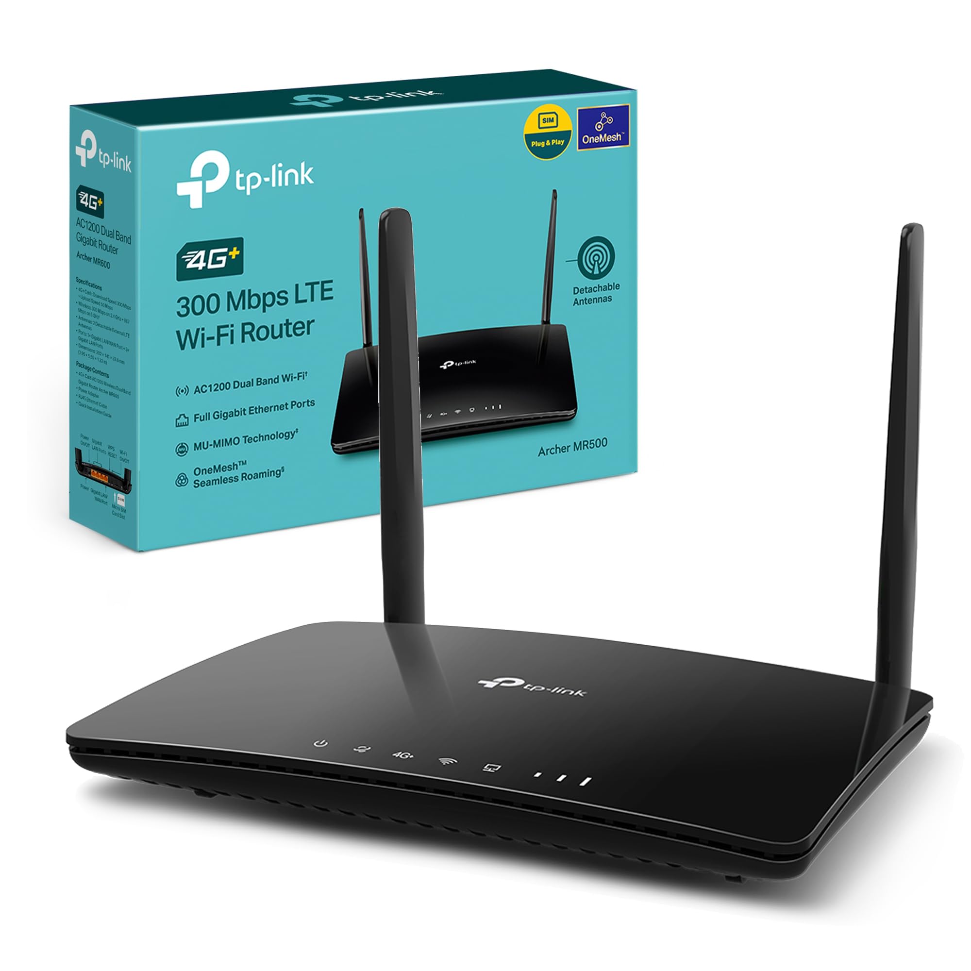 TP-Link AC1200 ۴G+ Cat6 روتر بی‌سیم دو بانده گیگابیت، شیار سیم کارت شبکه ۴G آزاد، با فناوری MU-MIMO، مشکی ۴G+Cat6 LTE|AC1200 WiFi|ویژه