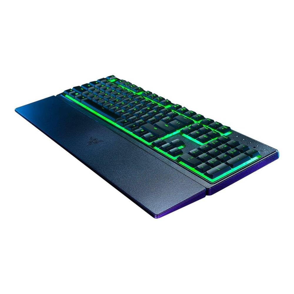صفحه کلید بازی Razer Ornata V3 X با سوییچ‌های هیبرید Mecha Membrane (کنترل چند منظوره و کلید‌های رسانه، قابل برنامه‌ریزی کامل، نورپردازی RGB Chroma) طراحی QWERTZ | DE، رنگ مشکی