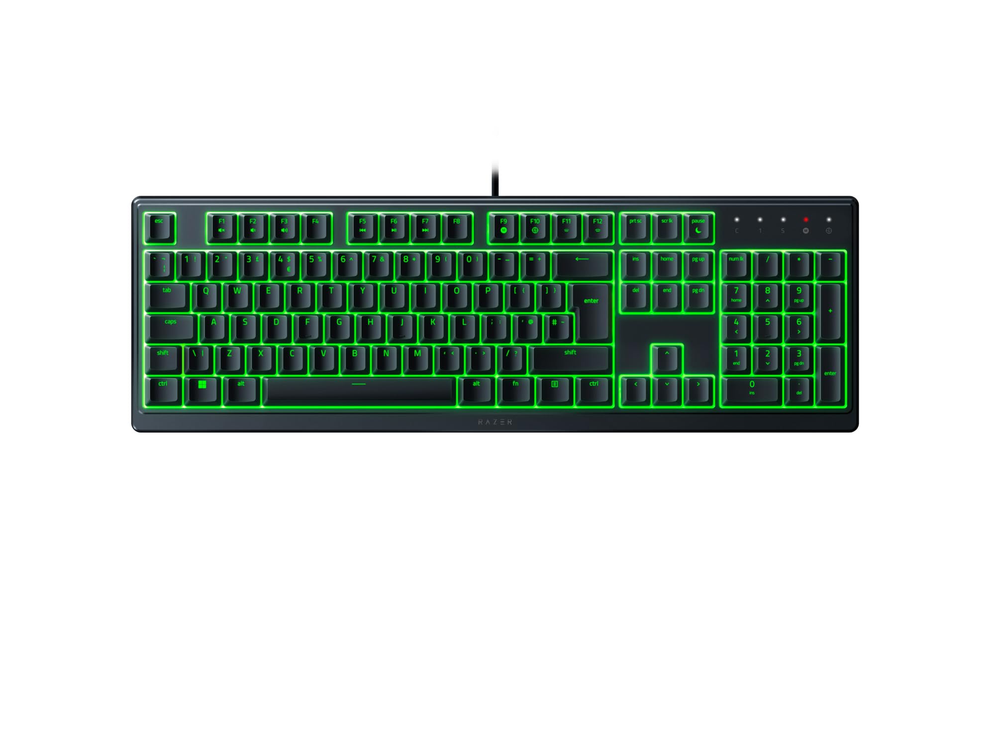 صفحه کلید بازی Razer Ornata V3 X - نسخه لرزش کم (سوئیچ‌های ممبرین سایلنت، کی‌کپ‌های پوشش دید پرتابل UV، طراحی مقاوم در برابر نشتی، طراحی ارگونومی بند مچ) طرح انگلیسی - مدل مشکی Ornata V3 X تکی