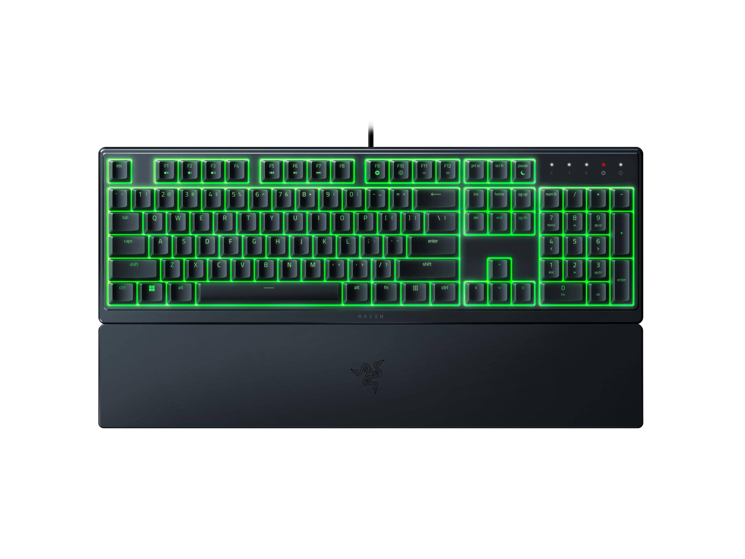 کیبورد بازی Razer Ornata V3 X - طرح US، کلید‌های کم ارتفاع، سوئیچ‌های ممبرین سایلنت، کلید‌های پوشش داده شده UV، مقاوم در برابر ریزش، نورپردازی Chroma RGB، قابلیت استراحت مچ دست - مدل کلاسیک سیاه - رنگ با نورپردازی RGB به همراه استراحت مچ دست Ornata V3 - X