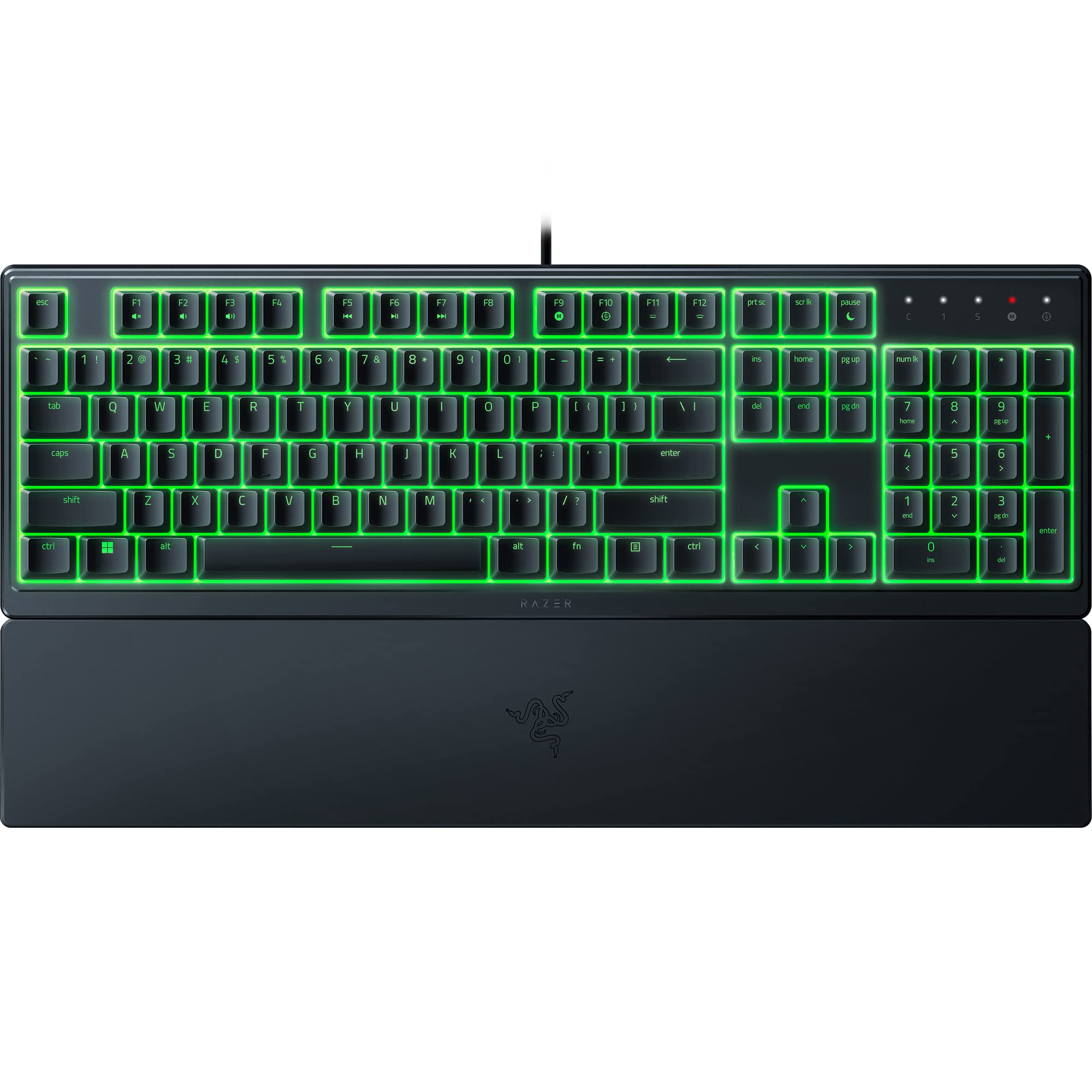 کیبورد ممبرینی نازک Razer Ornata V3 با روشنایی Razer Chroma RGB (سوئیچ ممبرین هیبریدی، نگهدارنده مچ دست ارگونومیک) با پخش ES | مشکی