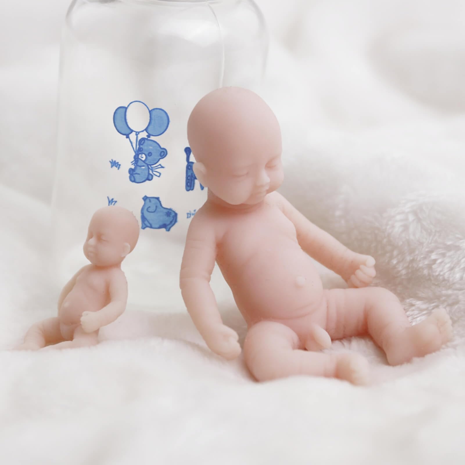 عروسک‌های کوچک AISITE Mini Reborn - عروسک کوچک سیلیکونی 2 و 4 اینچ، هدایای تولد برای دختران و پسران (دوقلوها) پسر و دختر دوقلو