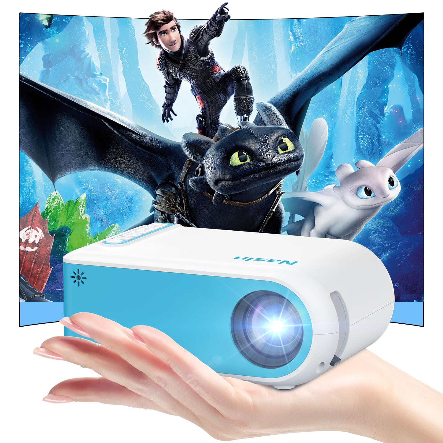 وینوا Mini Projector، پروژکتور قابل حمل پشتیبانی از 1080P سینمای خانگی کوچک سازگار با آیفون / گوشی Android، لپ تاپ، TV Stick، HDMI، USB