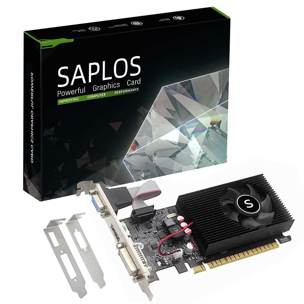 کارت گرافیک SAPLOS GeForce GT 730، ۴ گیگابایت DDR3، باس ۱۲۸ بیت، پورت‌های HDMI/VGA/DVI، طراحی کم‌پروفایل، مصرف برق پایین، PCI Express x16، پشتیبانی از 2K، نسخه فرمی