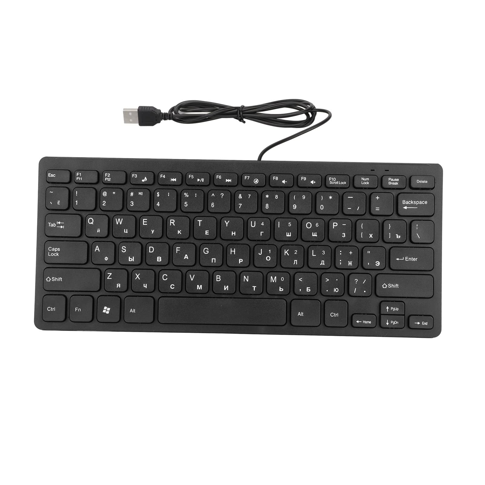 کیبورد USB Evonecy، 78 کلید روسی آلمانی فرانسوی کیبورد سیمی کامپیوتر کیبورد کامپیوتری ایستاده اولترا تین صدا کاهش یافته برای خانه (روسی)