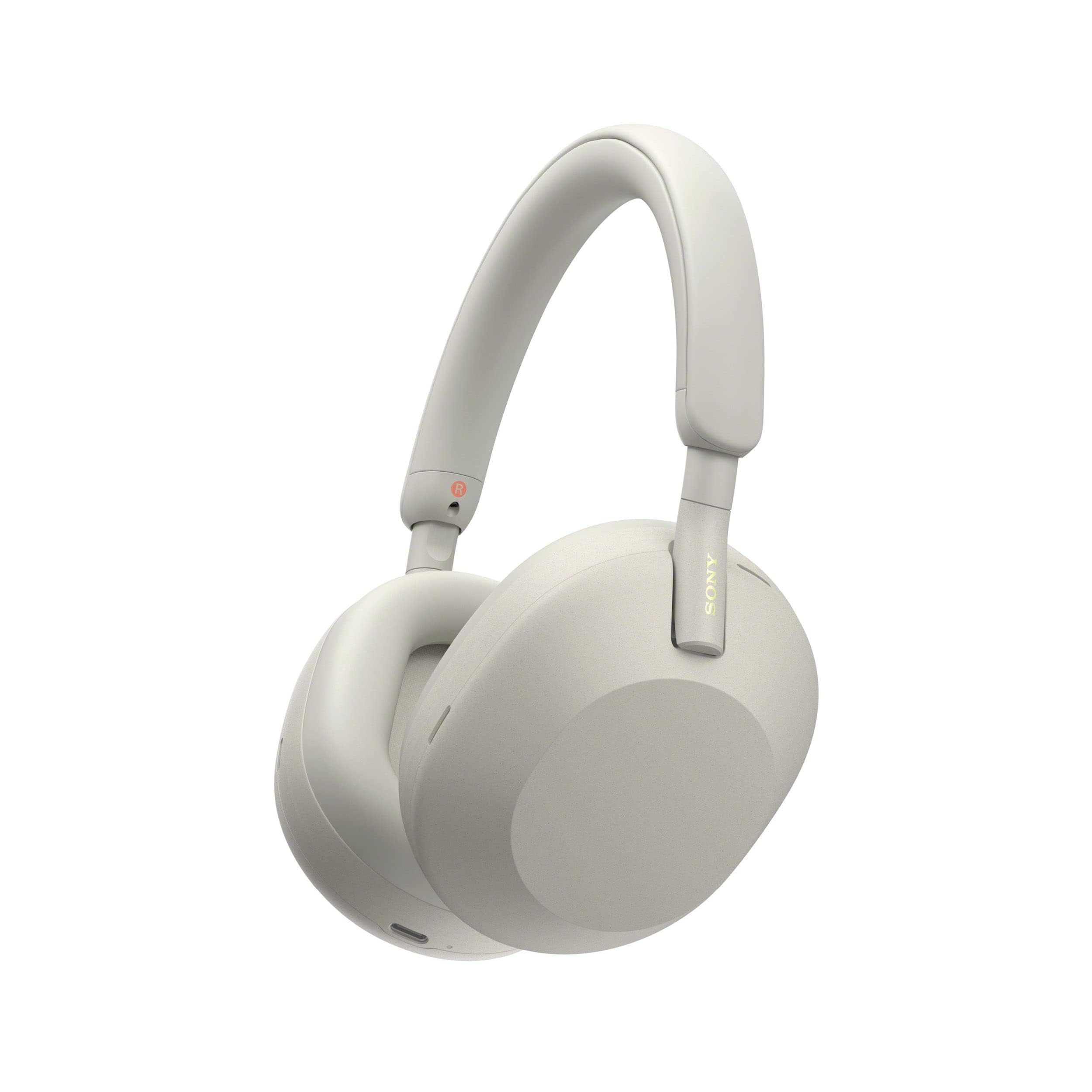 هدفون بی‌سیم صوتی سونی WH-1000XM5 با فناوری لغو نویز صنعتی پیشرفته، بهینگی خودکار لغو نویز، تماس‌های روان و واضح بدون دست است برقرار کردن و کنترل صدای الکسا، نقره ایوری اندازه تکنولوژی patent.