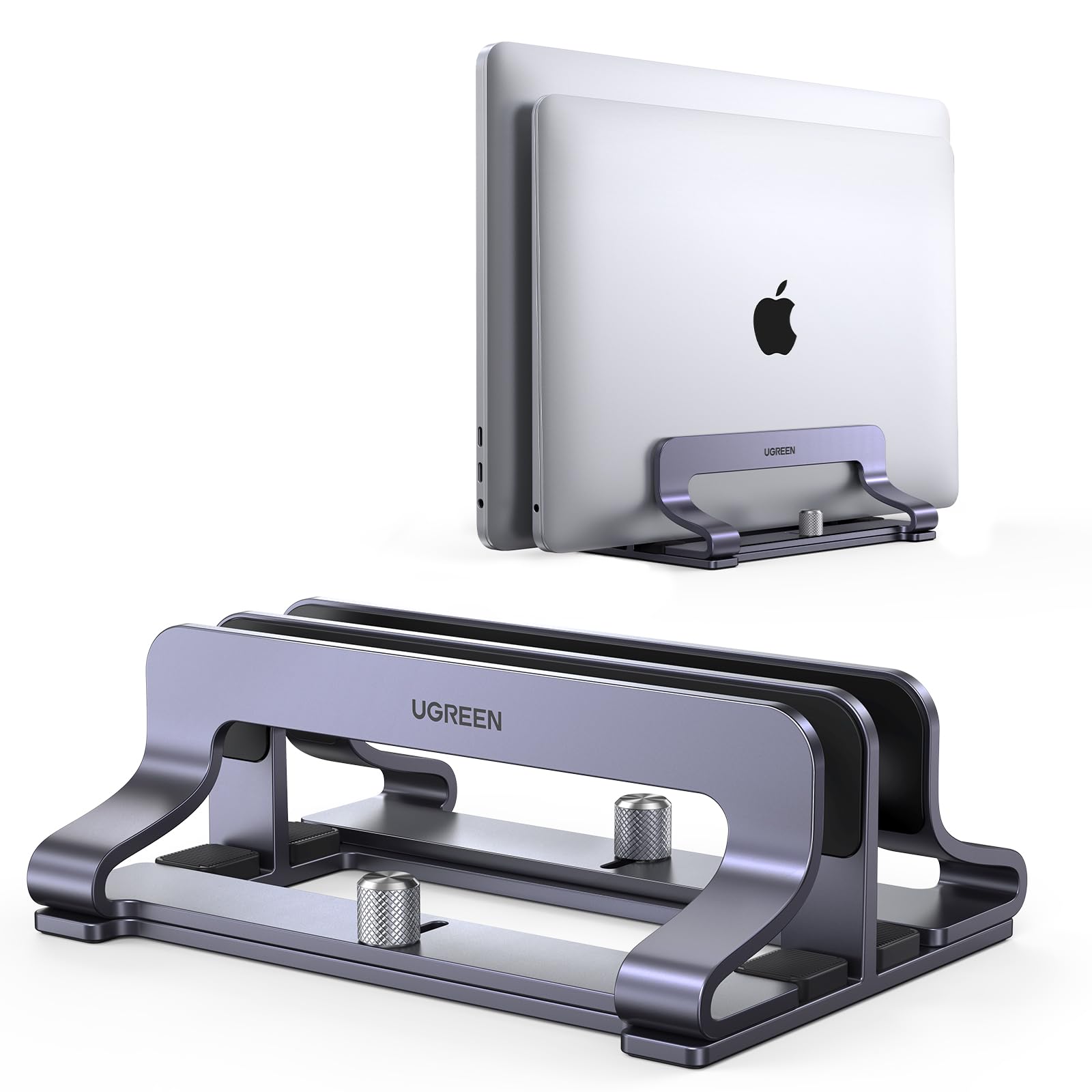 UGREEN Vertical Laptop Holder - نگهدارنده لپ تاپ عمودی اوگرین - Stand مطبوق با ارتفاع قابل تنظیم برای مک بوک عمودی و دفترکاری فضای ذخیره سازی مناسب برای تمام لپ تاپ‌ها و تبلت‌ها تا سایز 15.6 اینچ - نقره‌ای 2 خانه‌ایگرین - 2-Slot نقره‌ای