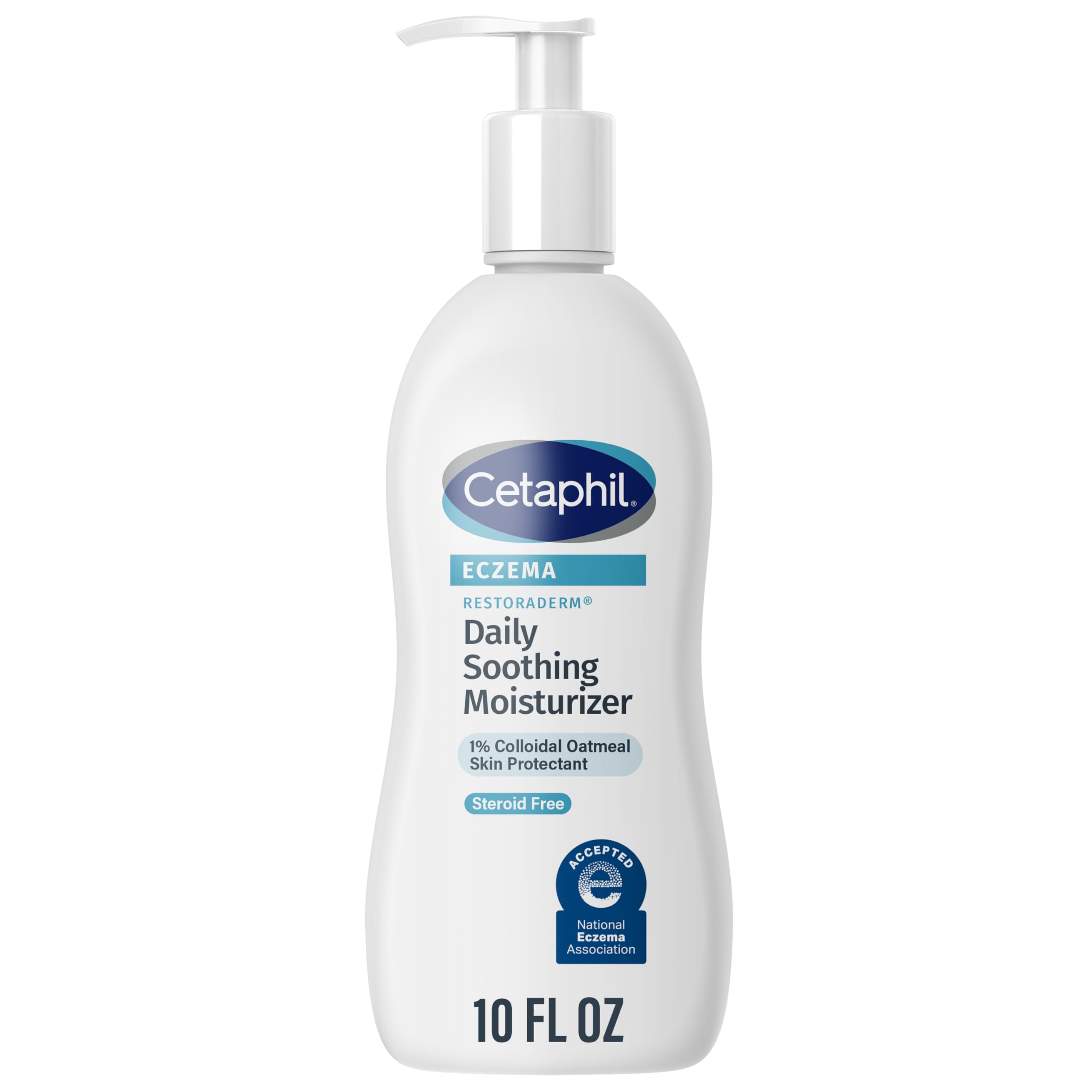 مرطوب کننده آرام بخش CETAPHIL RESTORADERM، برای پوست‌های حساس به اکزما، 10 اونس مایع، برای پوست خشک، خارش‌آور، تحریک‌شده، هیدراتاسیون 24 ساعته، بدون افزودن عطر، توصیه شده توسط پزشک، برند مراقبت از پوست حساس بدون عطر 300 میلی‌لیتر (بسته 1 عدد)