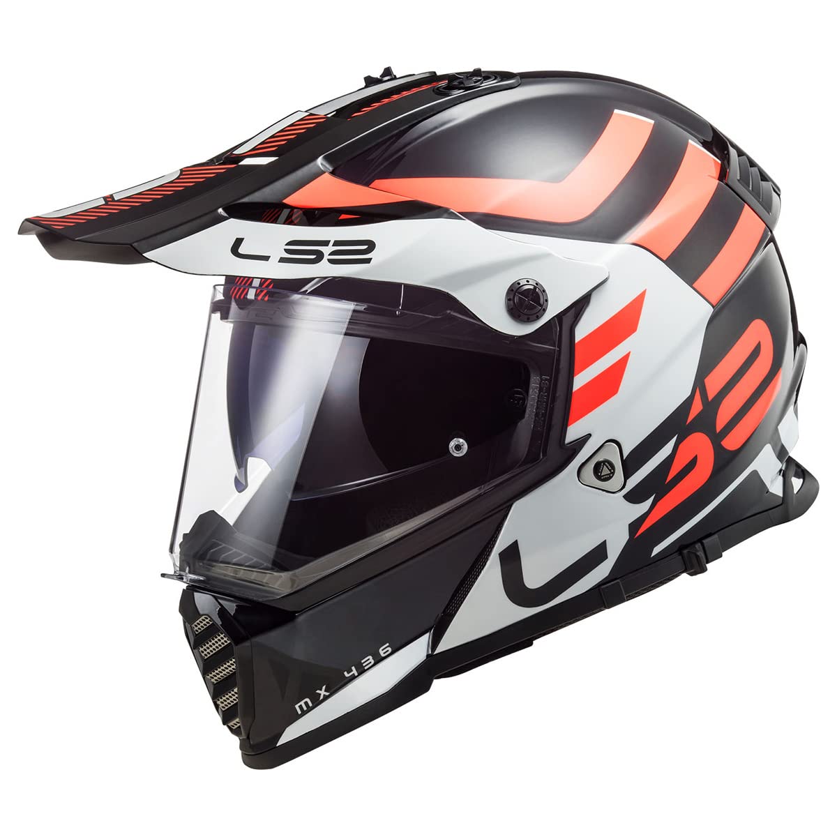 کلاه LS2 مدل Blaze Adventure سایز XS رنگ مشکی/سفید با پوشش براق