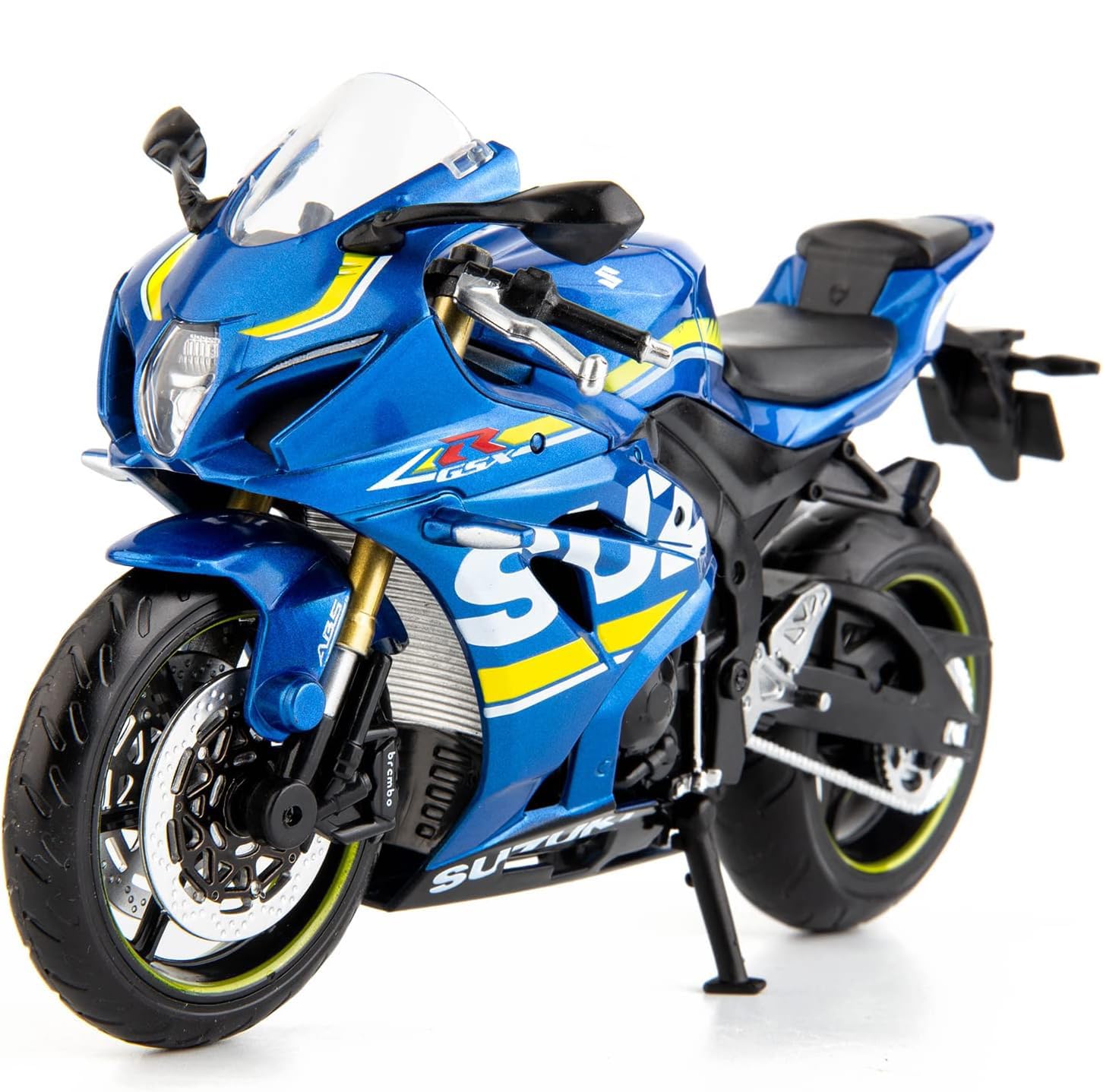 MSZ METAL SPEED ZONE 1/12 قابل برای Suzuki GSX-R1000 اسباب‌بازی موتورسیکلت، مدل موتورسیکلت جمع‌آوری‌شده با پایه نمایش، اسباب‌بازی موتورسیکلت برای پسران ۳ تا ۹ ساله آبی