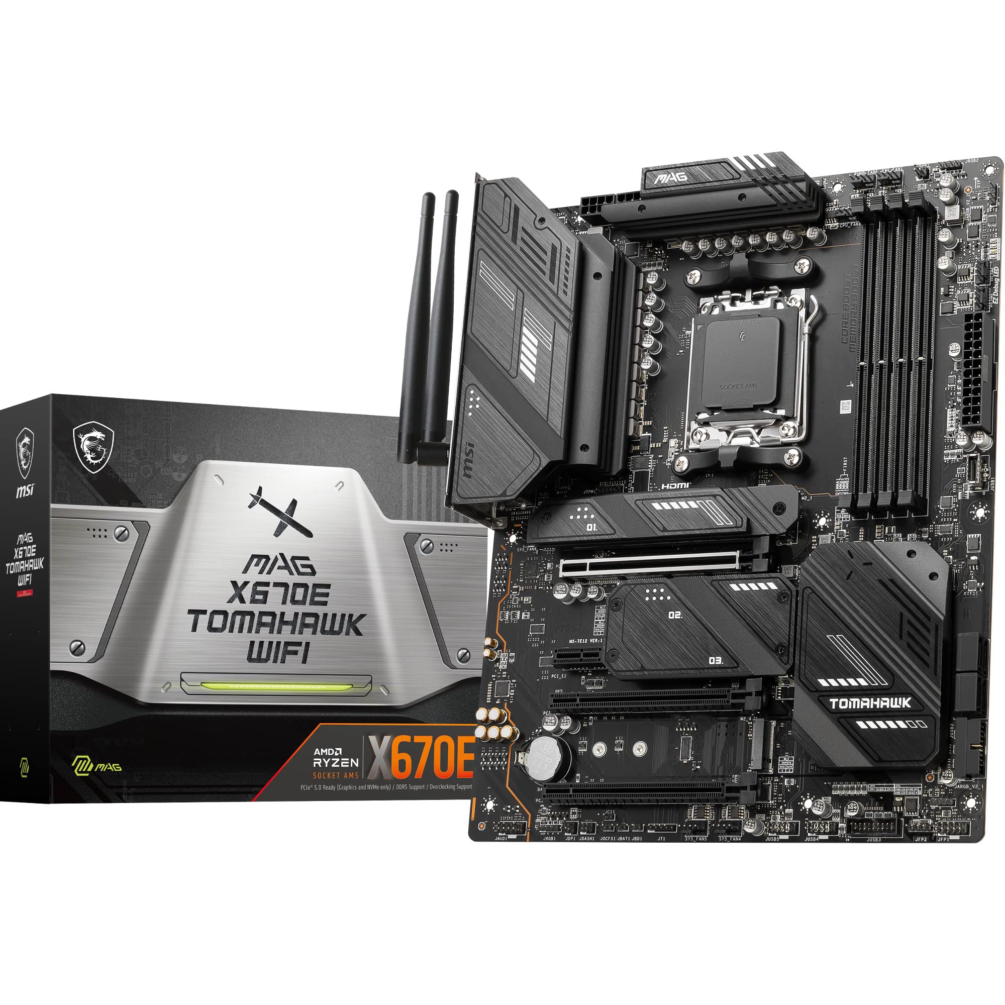 مادربرد MSI MAG X670E TOMAHAWK WIFI AM5، چیپست AMD X670، 4 اسلات DDR5، پشتیبانی از حداکثر ۱۹۲GB حافظه، وایفای ۶E AMD، بلوتوث ۵.۳، PCI-E x16، 4 اسلات M.2، 1 پورت HDMI / 1 پورت DP، USB ۳.۲ تایپ-سی - مشکی