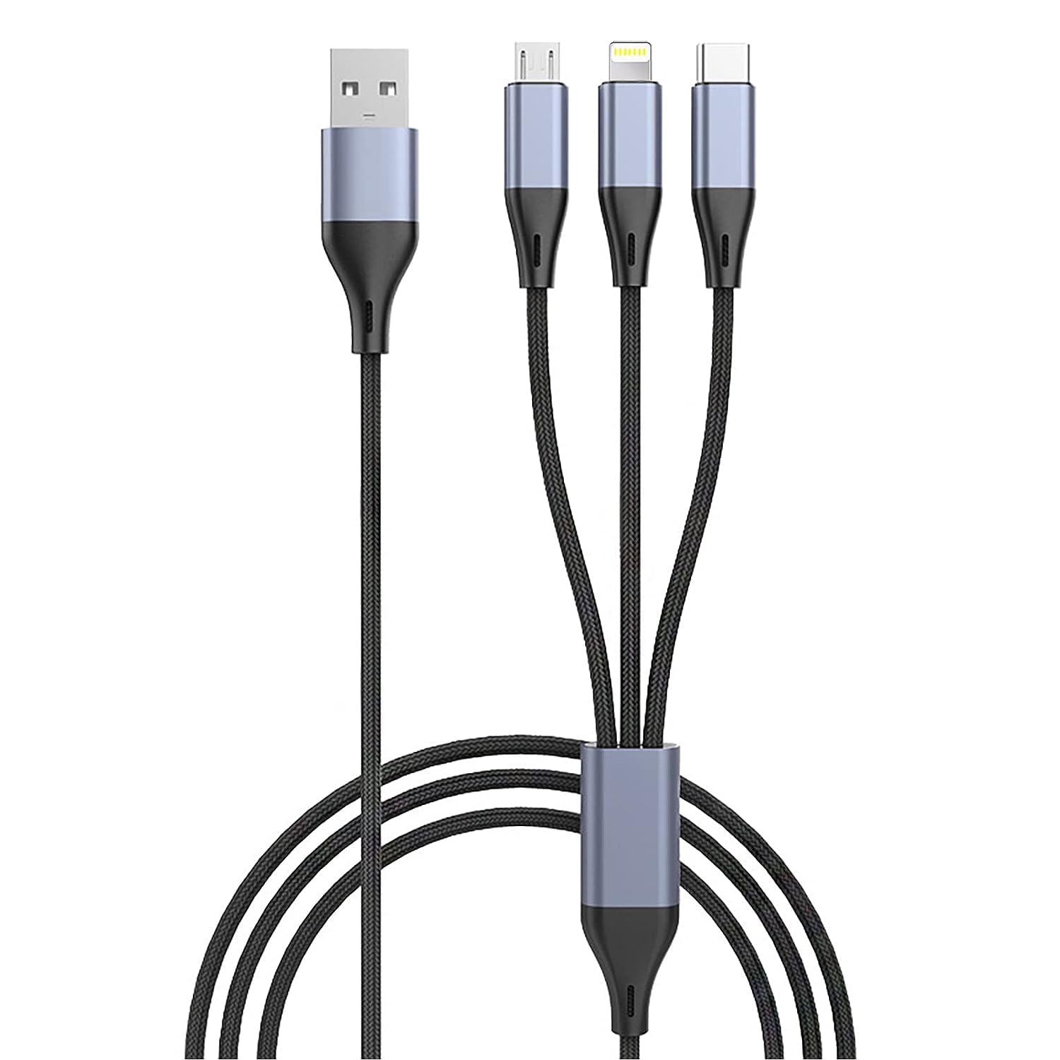 کابل شارژر 3 در 1 USB SKY-TOUCH با قدرت 5 آمپر، بافت نایلونی زیبا و بادوام، کابل شارژر شکست‌ناپذیر، کابل شارژر دارای چند پورت یونیورسال با کانکتور USB C/Micro USB/IOS برای گوشی‌ها