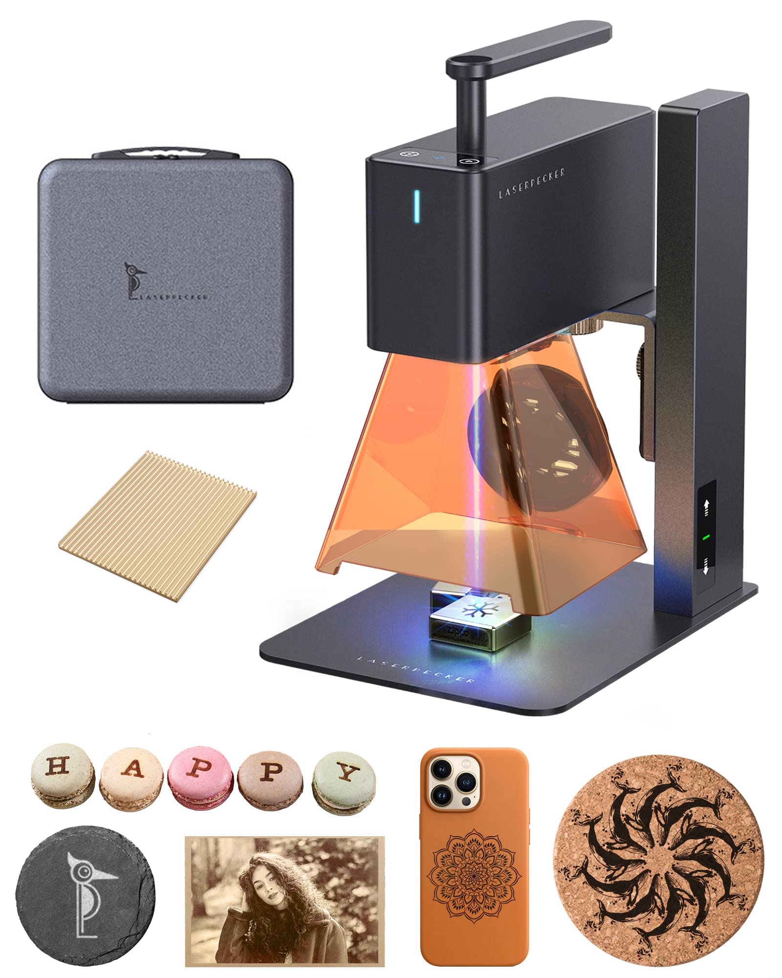 دستگاه حکاکی با لیزر LaserPecker 2، دستی Laser Cutter، دستگاه حکاکی از نوع DIY با دقت بالا 0.05 میلیمتر، سرعت بالا برای حکاکی از فلز پوشش دار، کارتن، پارچه - همراه با کیف ذخیره‌سازی و پلیت برش