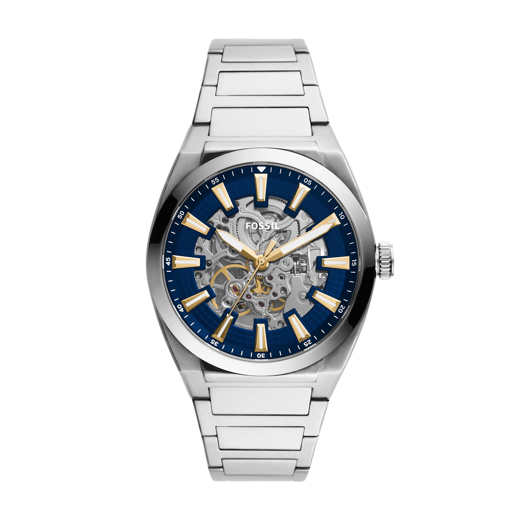 ساعت مچی اتوماتیک آنالوگ استیل ضدزنگ ِِEverett از برند Fossil، رنگ نقره‌ای