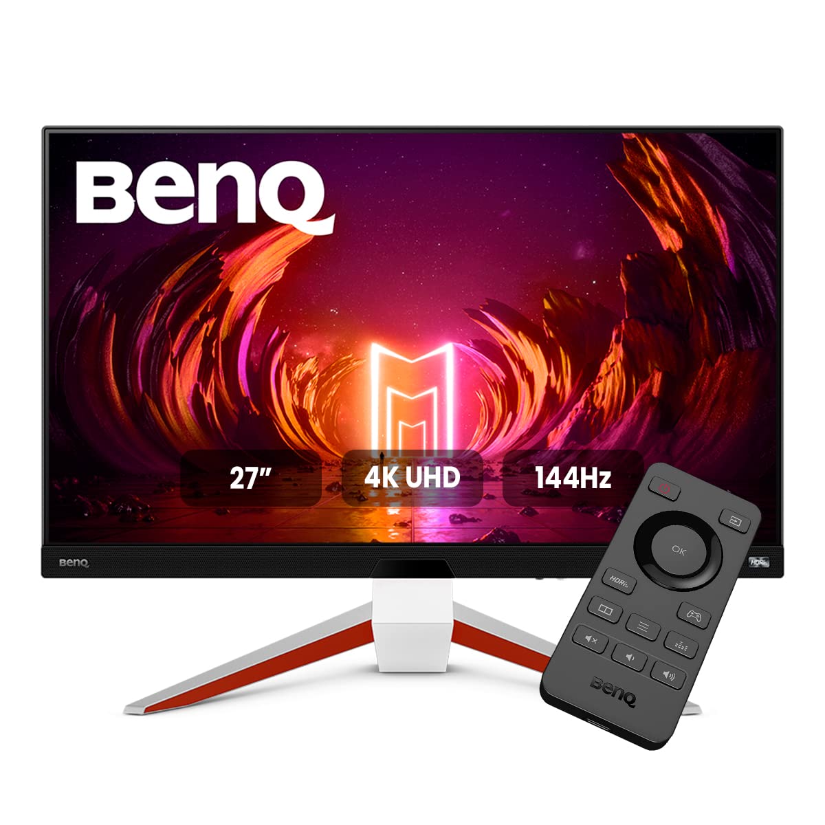 مانیتور بازی BenQ MOBIUZ EX2710U 27 اینچ 4K UHD، HDRi، IPS، 144Hz 1ms MPRT، FreeSync Premium Pro، سازگار با 4K @120Hz، پوشش رنگی 98٪ P3، بلندگو‌های داخلی 2.1 کاناله، مراقبت از چشم، بدون حاشیه.