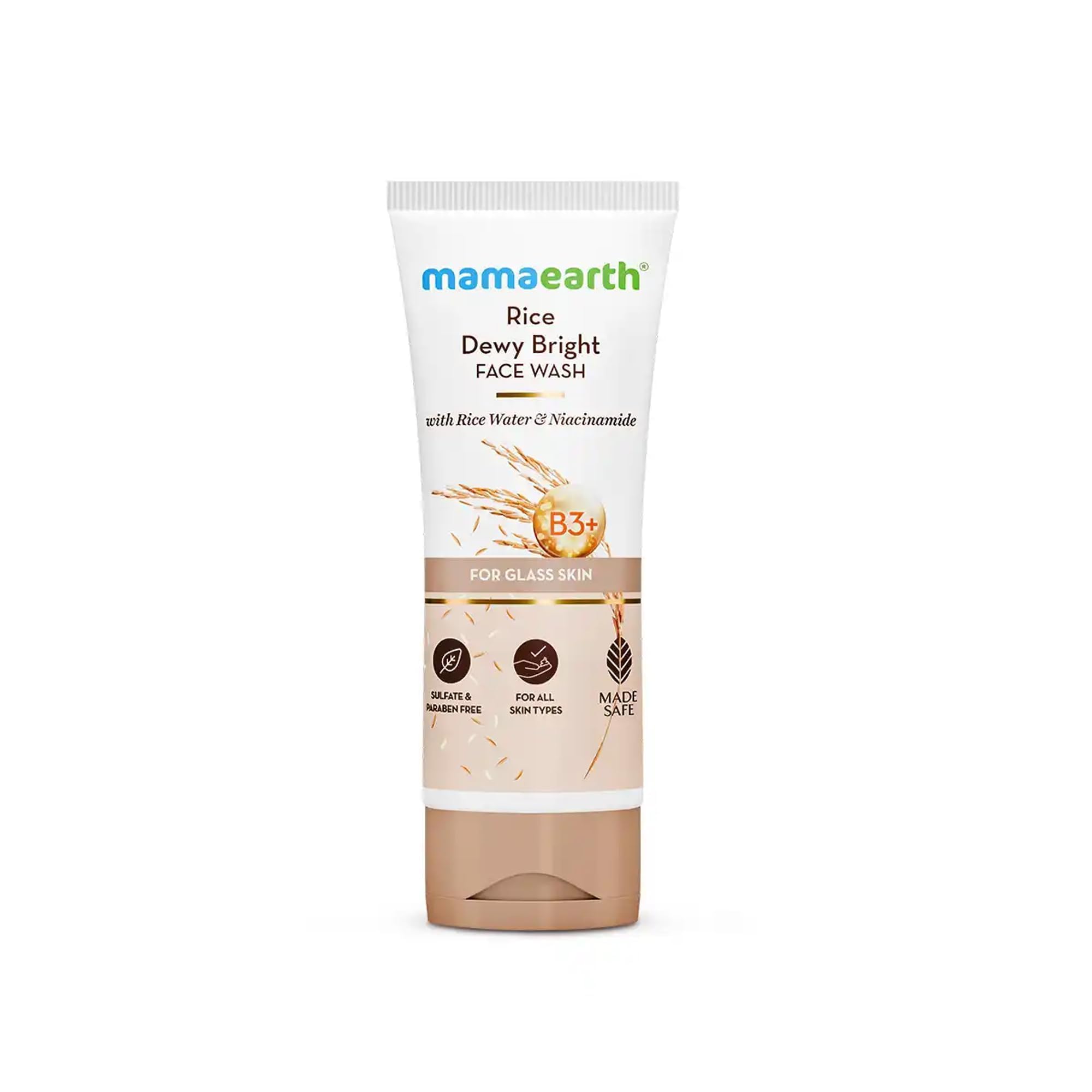 Mamaearth Rice Dewy Bright Face Wash With Rice Water & Niacinamide for Korean Glass Skin Glow – Hydrates, Brightens & Evens Skin Tone | Reduces Dark Spots & Dullness, Boosts Radiance, All Skin, 100ml 100 ml (Pack of 1)
