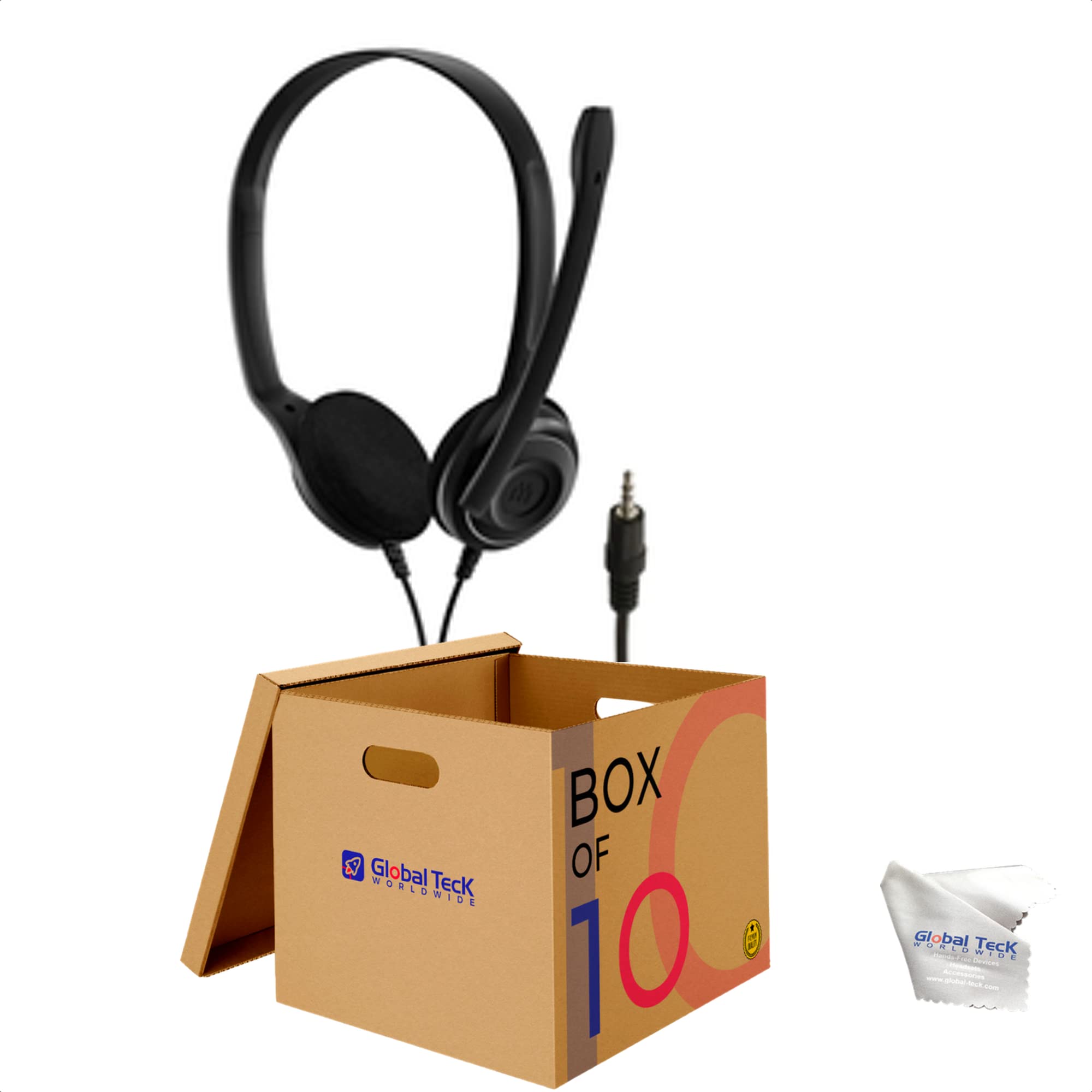 مجموعه جهانی گلوبال تک، بسته‌ی هدفون استریو EPOS EDU 10 (بسته‌ی عمده شامل 10 عدد) هدفون کامپیوتری با میکروفون، شامل پارچه میکروفایبر ورودی استریو 3.5 میلی‌متری.