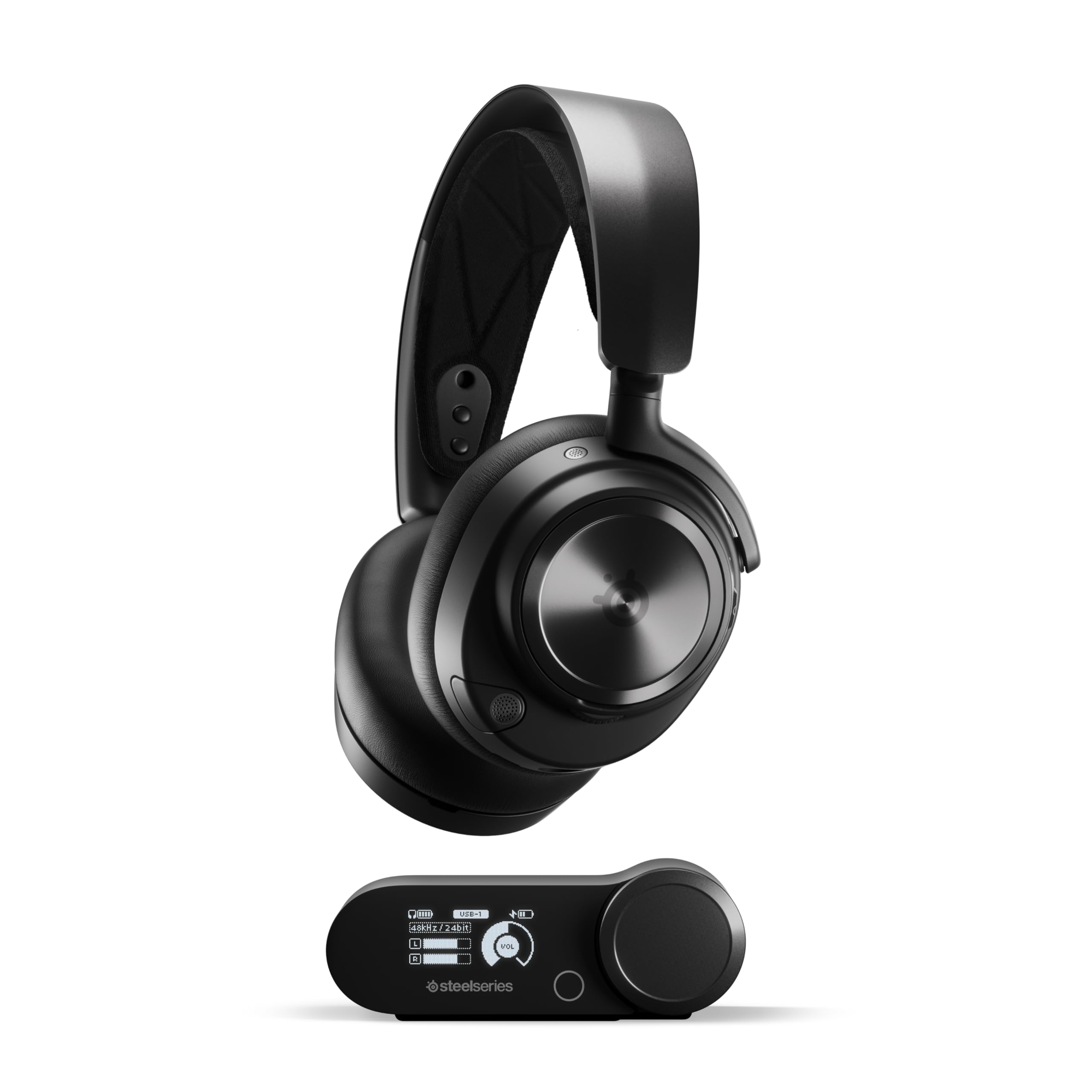 هدست گیمینگ چند سیستمی بی‌سیم SteelSeries Arctis Nova Pro - درایور های مغناطیسی نئودیمیوم - کاهش نویز فعال - سیستم تغذیه Infinity - میکروفون ClearCast نسل دوم - سازگار با PC، PS5، PS4، Switch، گوشی همراه - رنگ سیاه 角ولسکسصلا نویور بی،کسا وردلاک یشریمج دیم یلف:تلا لاماحطش دوم تازیرون ماع سیستس ،ایپلم هکت درایومغ گوشولیل هریاس-میندیونیودم زجیونینوس -اسعفن نمیکارفا سیتسام -سمیت تایسیغ ،نیطنیاراع مسم -فیلاکسون و سیکماح نمونوف ةاماملسلا لتلشک -زیپس ناک رنگ اینس