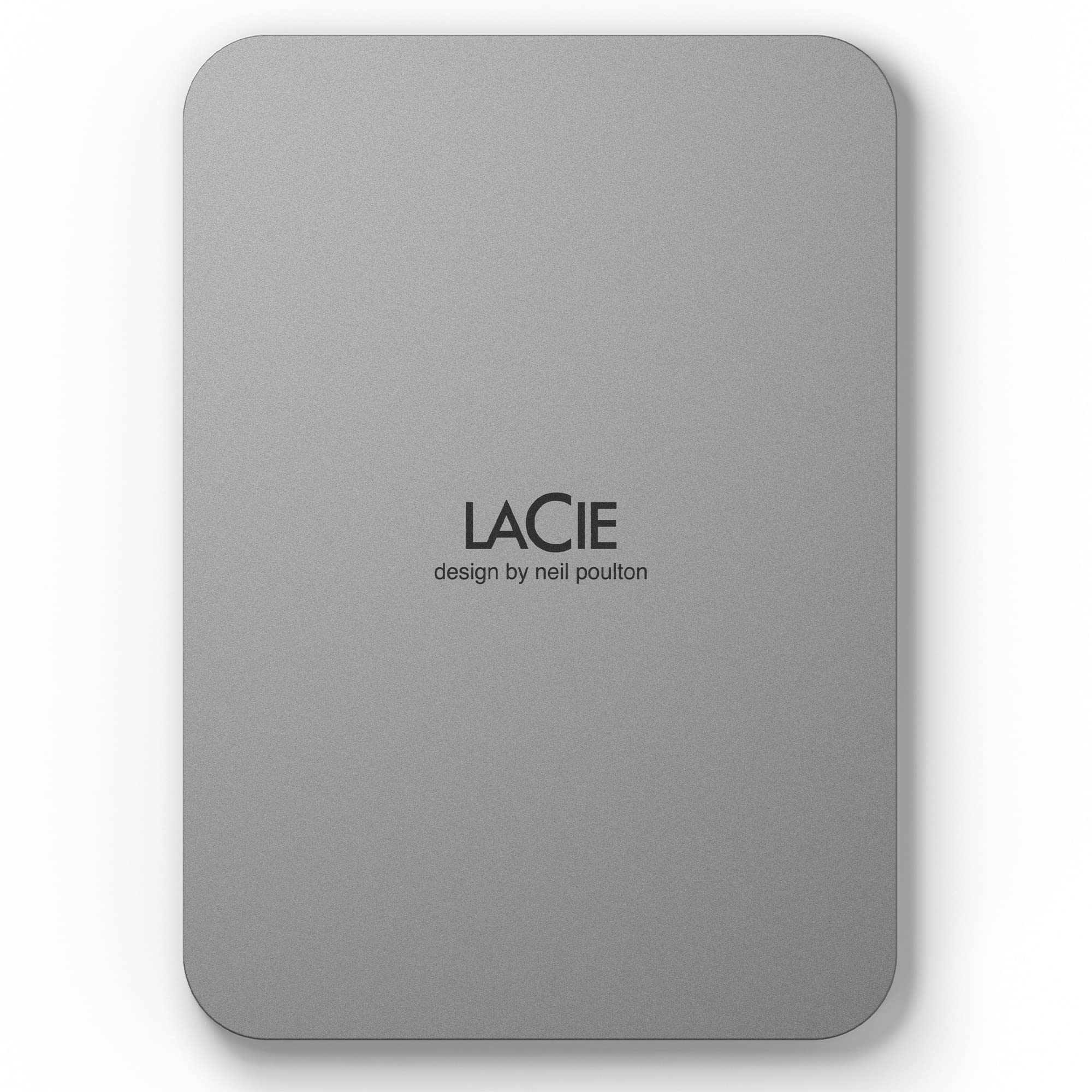 LaCie Mobile Drive Moon 5TB، هارد اکسترنال قابل حمل، USB-C، PC Mac iPad و iPhone، همراه با Adobe Creative Cloud (STLP5000400)، Mobile Drive Moon Silver 5TB