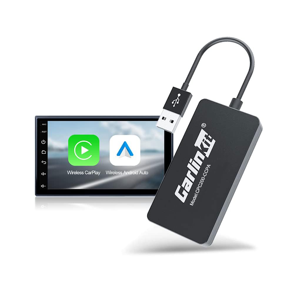 آداپتور بی‌سیم Carlinkit 3-به-1 برای رادیو خودروی اندروید، CarPlay و اندروید اتو و تابلوی نمایش در خودرو، پشتیبانی از کنترل صدا/کنترل فرمان/تاخیرهای کم/نصب آسان، رنگ مشکی