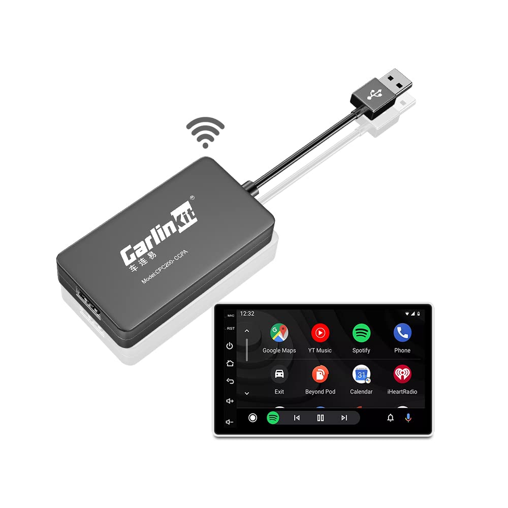 کیت بی‌سیم CarlinKit برای اتصال بی‌سیم CarPlay به رادیو اندروید، دانگل 2 در 1 بی‌سیم اندروید اوتو و اپل CarPlay - مصرف کم انرژی، پشتیبانی از قابلیت برداشت و استفاده، تصویربرداری صفحه نمایش، به‌روزرسانی OTA، نقشه‌های گوگل و غیره