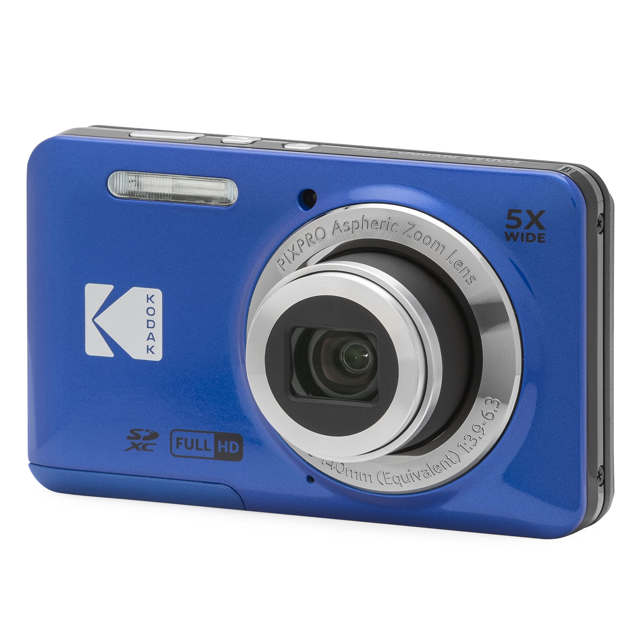 دوربین دیجیتال KODAK PIXPRO Friendly Zoom FZ55 BL با کیفیت 16 مگاپیکسل، زوم اپتیکال 5 برابر، لنز واید 28 میلیمتری و صفحه نمایش LCD 2.7 اینچی رنگ آبی