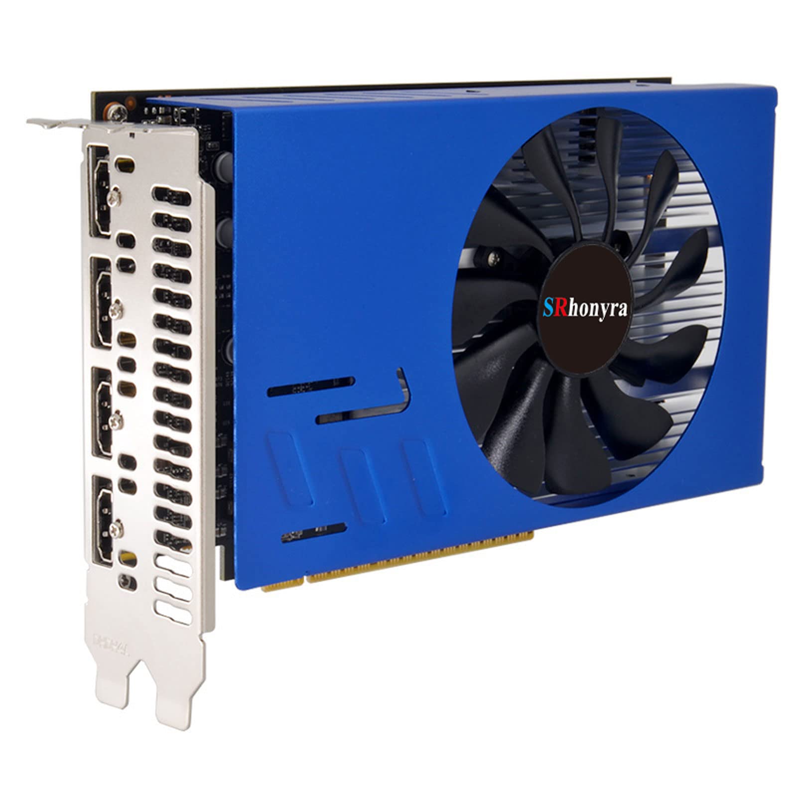 SRhonyra GTX 1050 Ti 4GB 4HDMI کارت گرافیک با رابط 128 بیتی، چهار مانیتور، حافظه GDDR5 برای نمایشگرهای متعدد، پروژکشن یا دیوار ویدئویی، ۴ HDMI GTX1050Ti 4G
