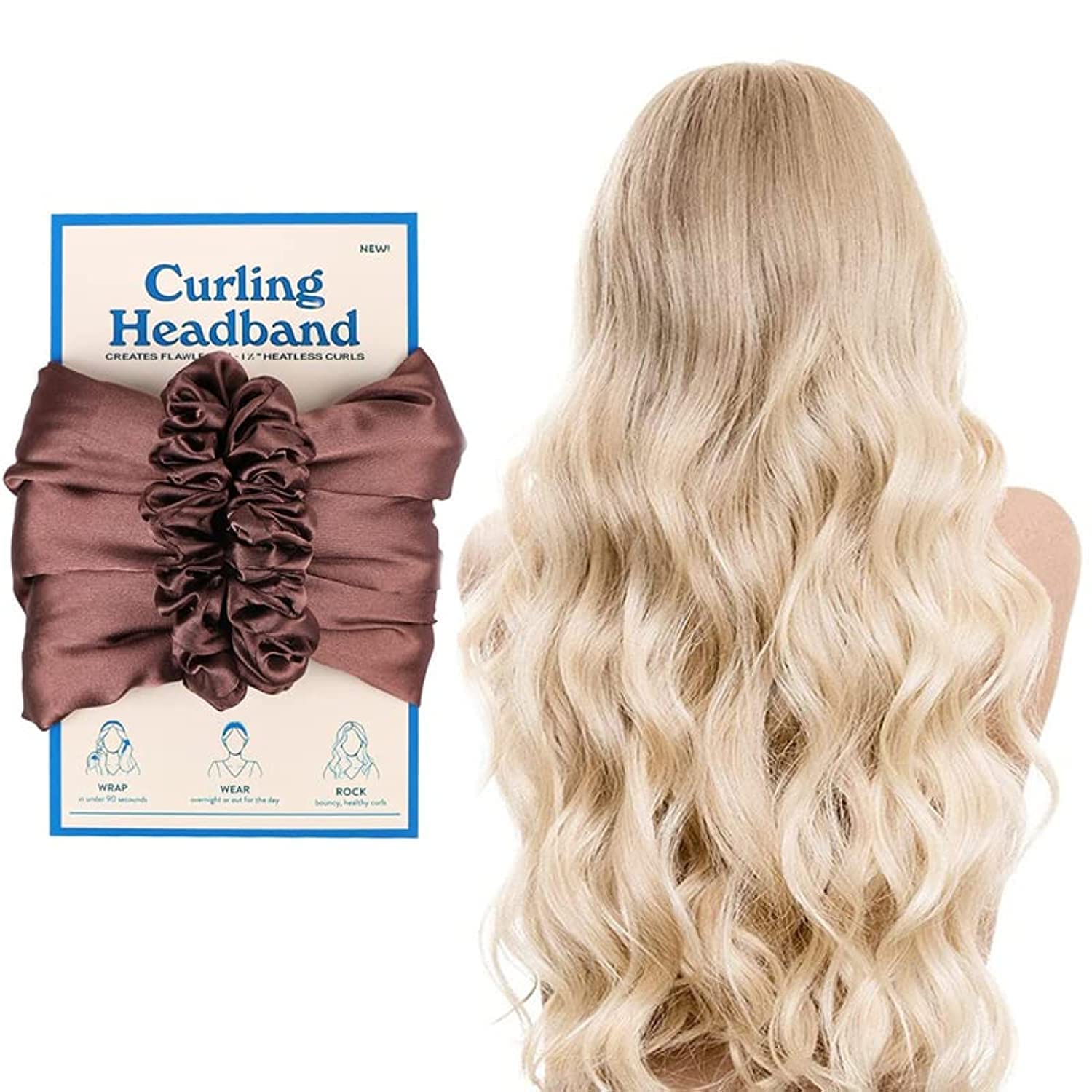 سربند حلقه زدایی بدون گرما مدل MAKINGTEC، اسفنج حلقه زدایی تنباکوی بزرگ Lazy Curling Iron Foam، سربند حلقه زدایی سیم بدون گرما برای زنان در مهمانی، زندگی روزمره (رنگ قهوه ای)