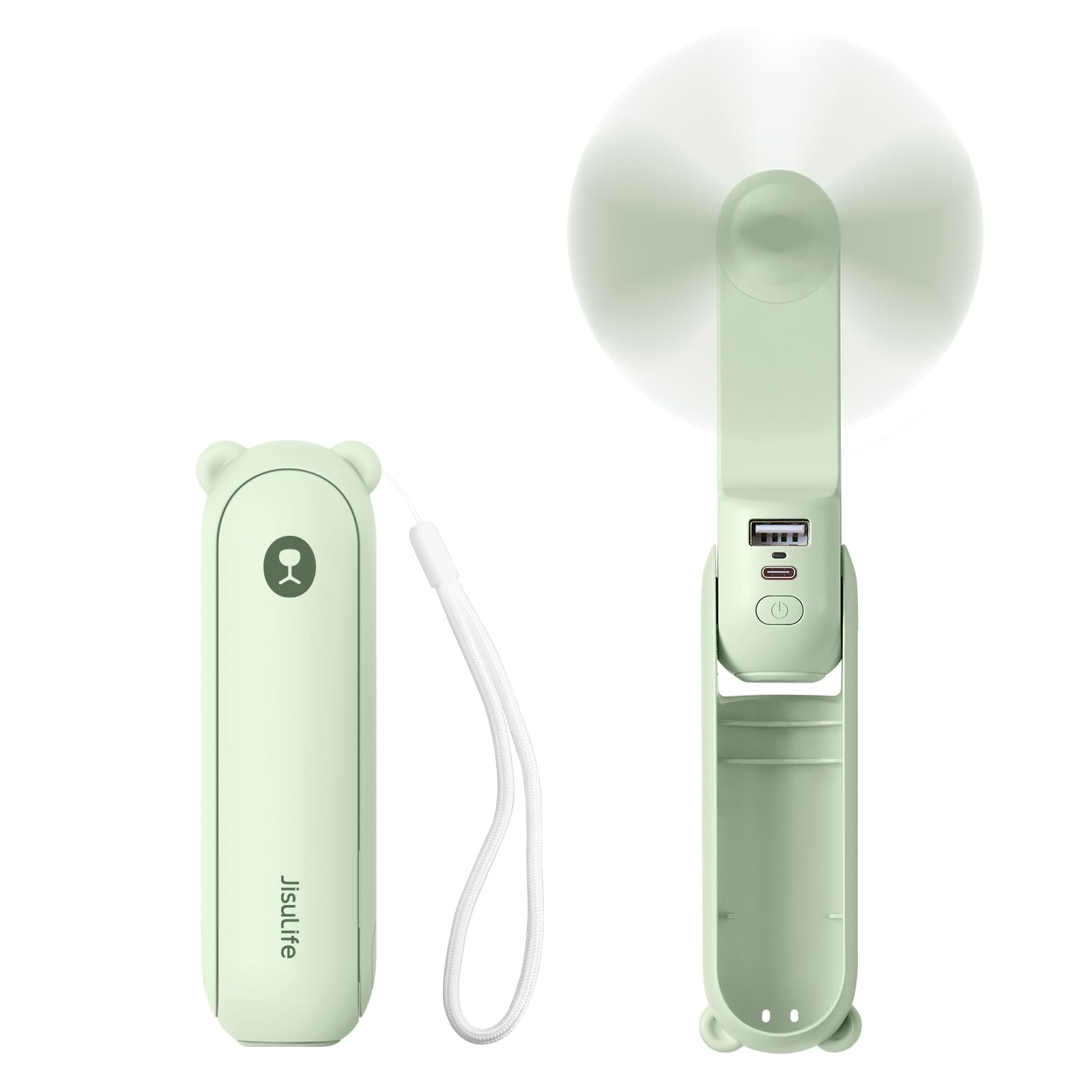 دستگاه پنجره دستی JISULIFE، دستگاه دستی کوچک 3 در 1، دستیار قابل حمل USB قابل شارژ، دسته کوچک با باتری [14-21 ساعت کارکرد] با بانک انرژی، ویژگی چراغ قوه برای زنان، سفر، فضای باز - سبز