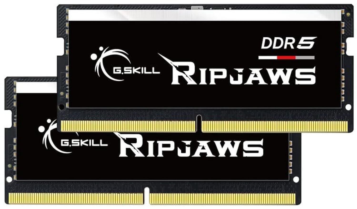 حافظه G.SKILL Ripjaws DDR5 SO-DIMM سری DDR5 RAM 32GB (2x16GB) با سرعت 4800MT/s CL34-34-34-76 و ولتاژ 1.10 ولت، بدون بافر و بدون خطاهای ECC برای نوت‌بوک/لپ‌تاپ (F5-4800S3434A16GA2-RS) 32GB (2x16GB) DDR5-4800 CL34-34-34-76 سیاه