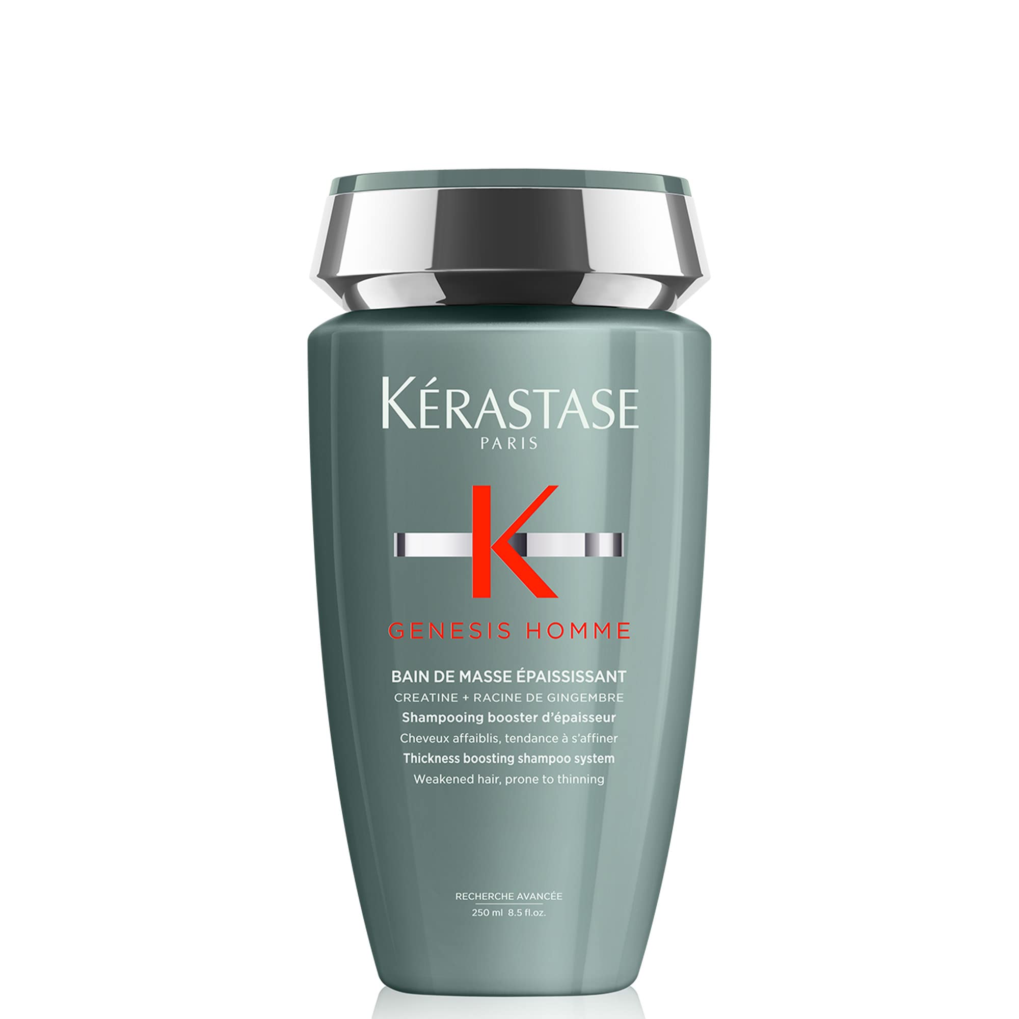شامپو ضخیم‌کننده Kérastase Genesis Homme Bain De Masse برای موهای ضعیف مردانه حجم ۲۵۰ میلی‌لیتر گلی