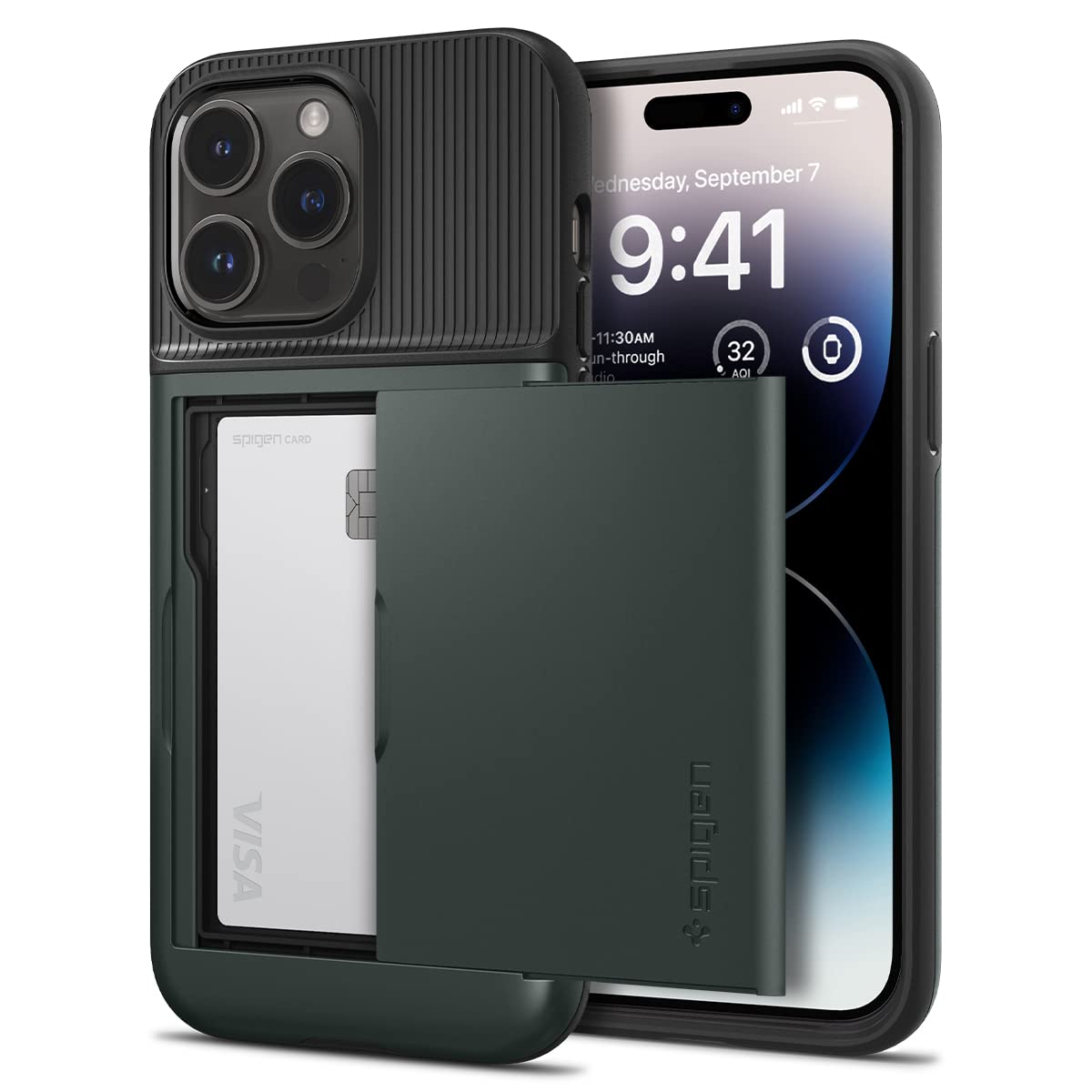 کاور محافظ Spigen Slim Armor CS طراحی شده برای آیفون ۱۴ پرو (202۲) - سبز ژوآبی